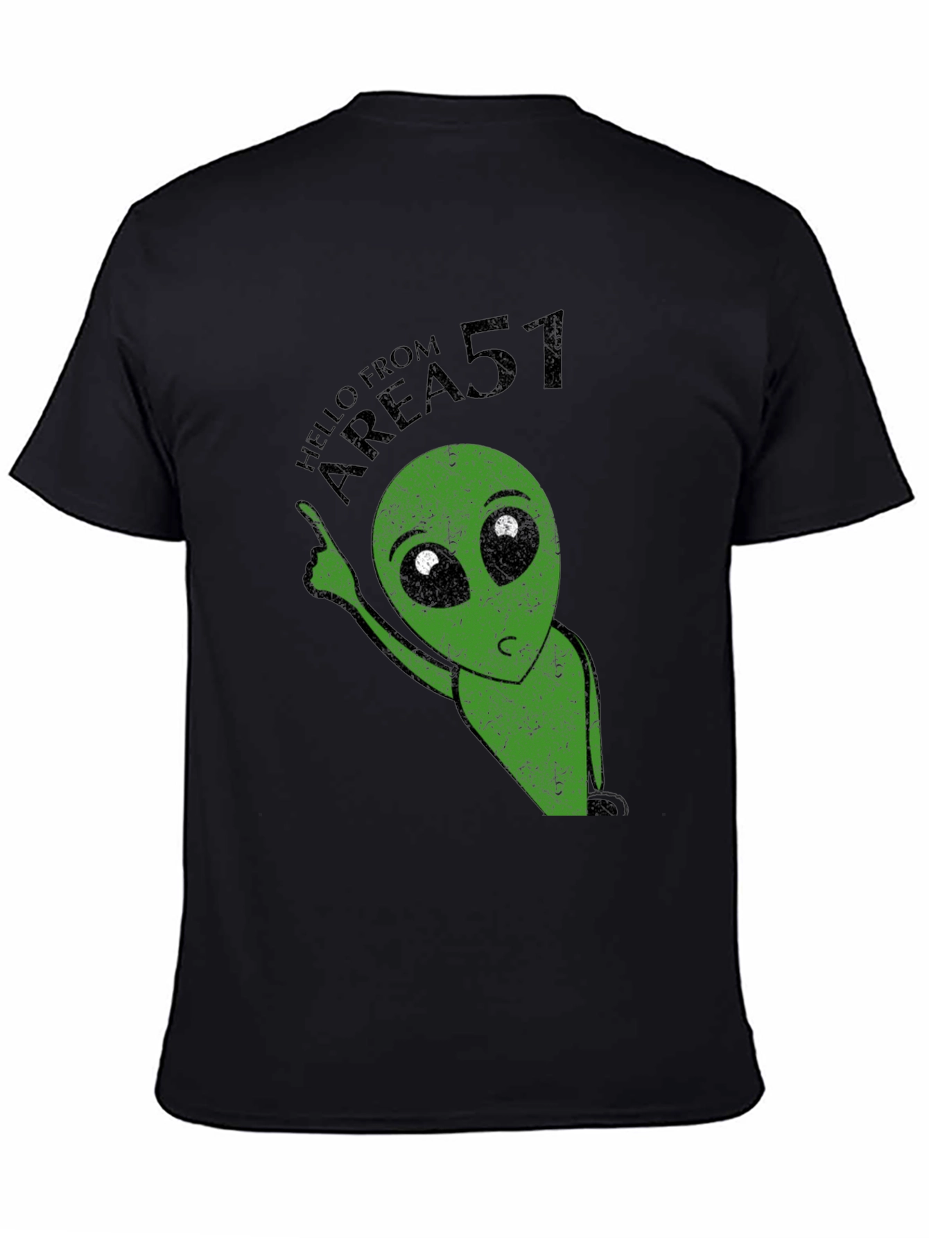 Area 51 Alien Graphic Print Black T-Shirt