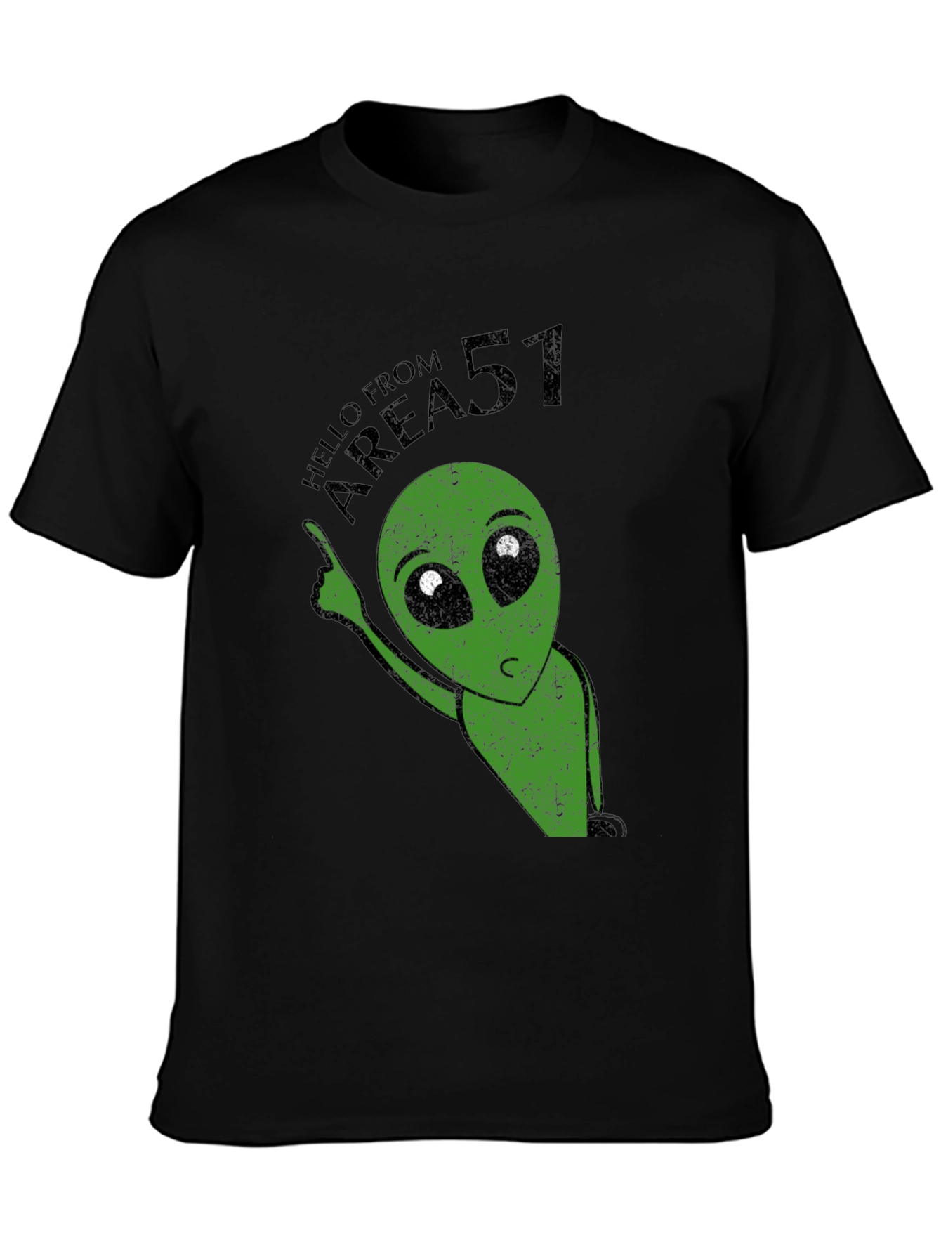 Area 51 Alien Graphic Print Black T-Shirt