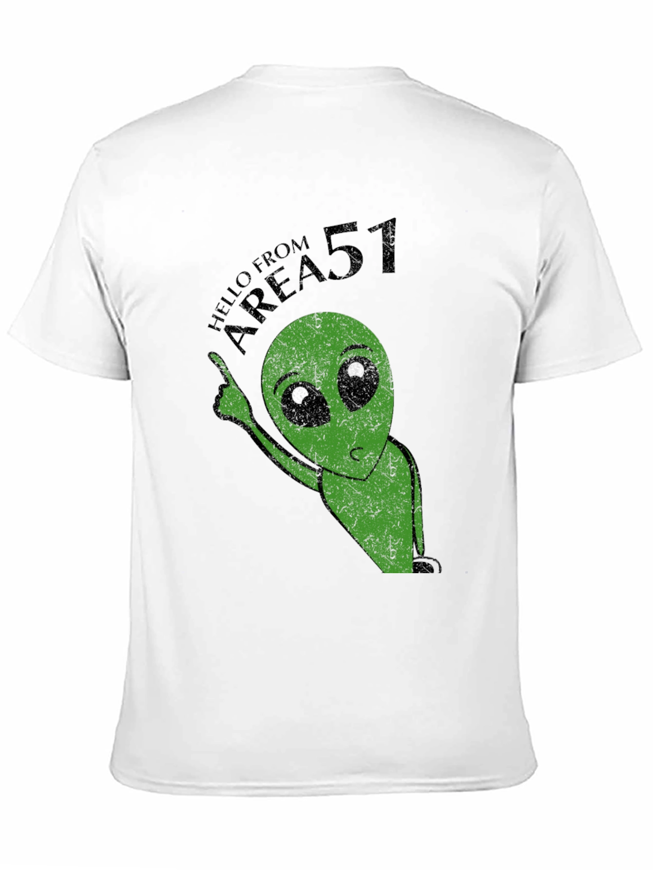 Area 51 Alien Graphic Print Black T-Shirt