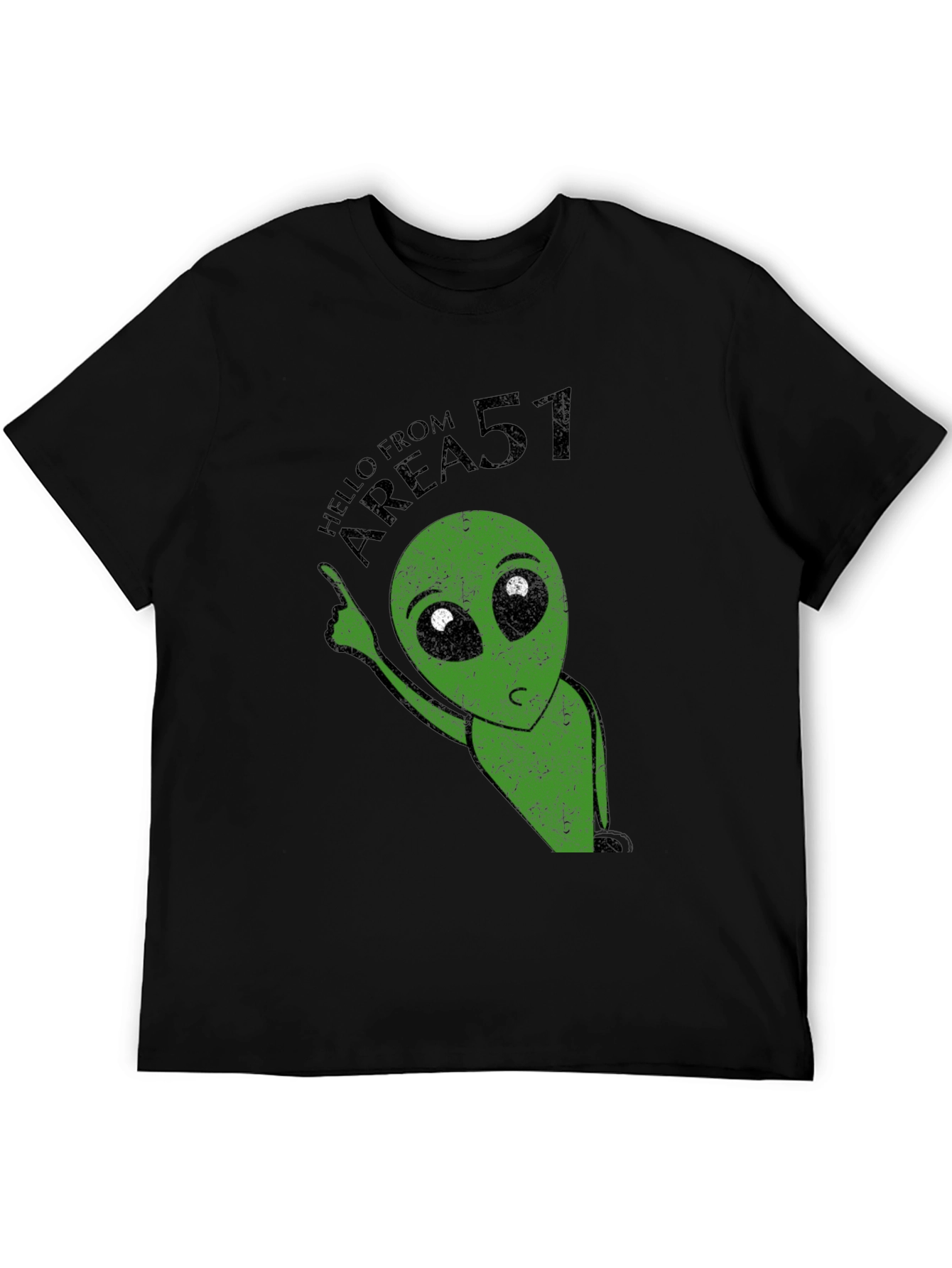 Area 51 Alien Graphic Print Black T-Shirt