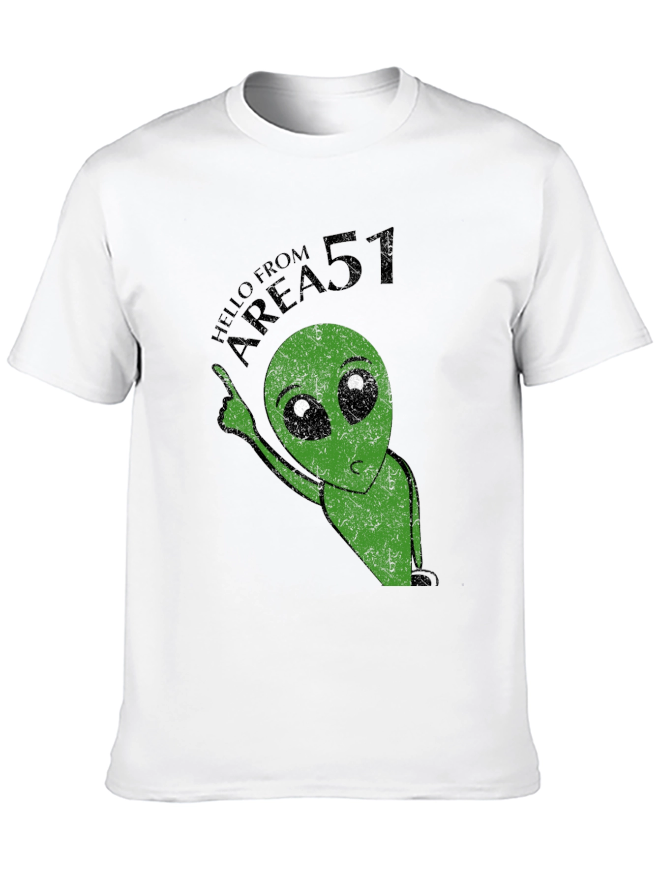 Area 51 Alien Graphic Print Black T-Shirt