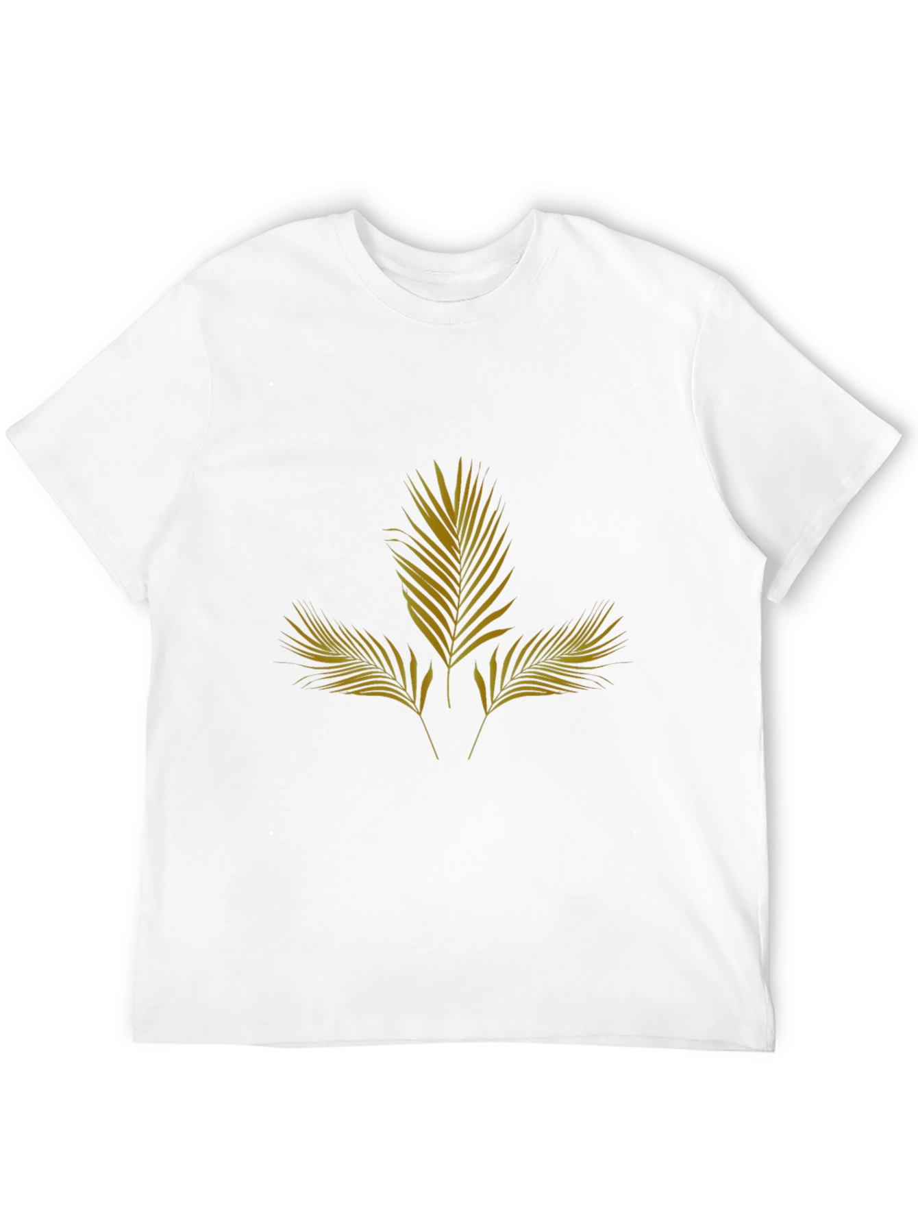 Mens Black T-Shirt with Gold Palm Leaf Design