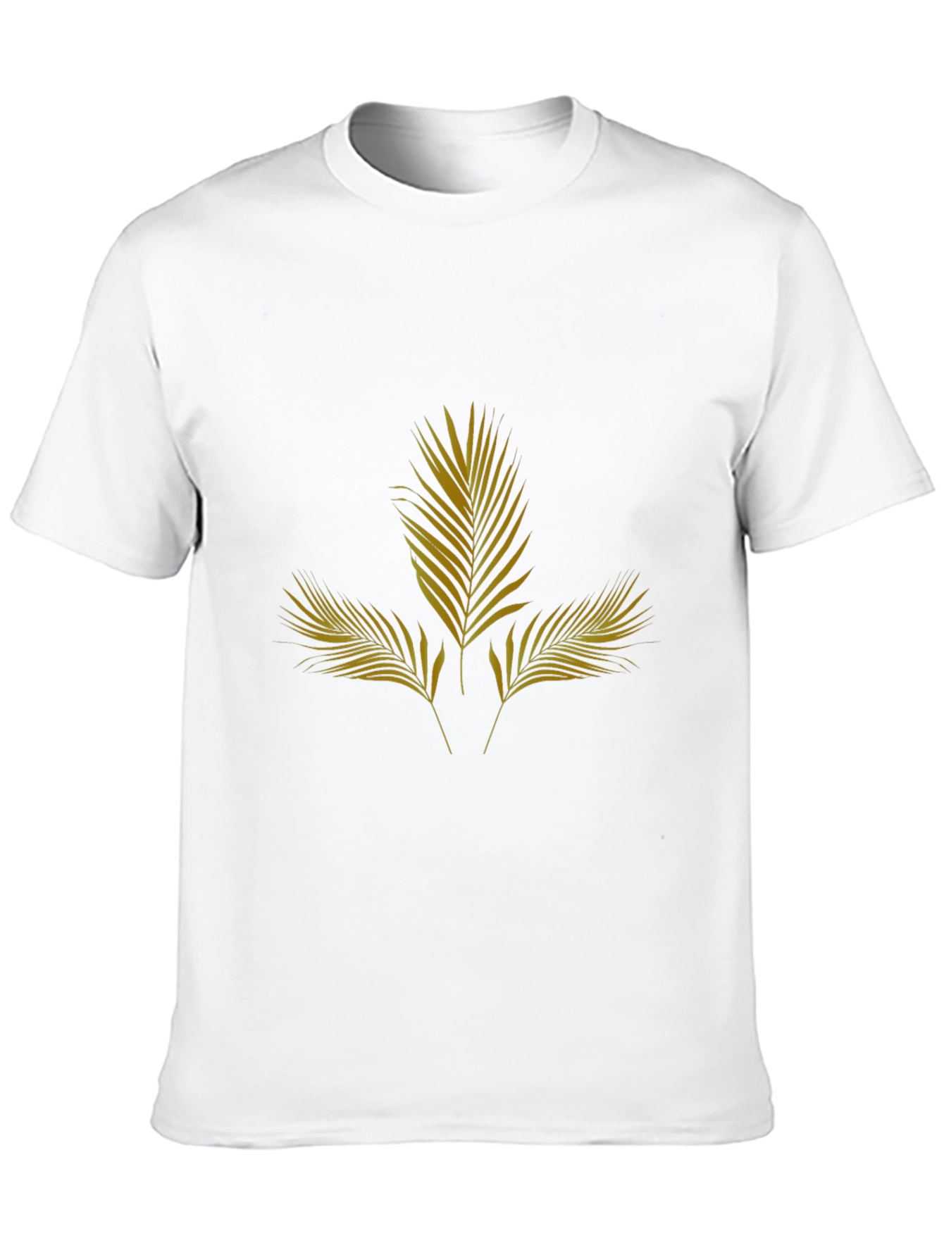 Mens Black T-Shirt with Gold Palm Leaf Design