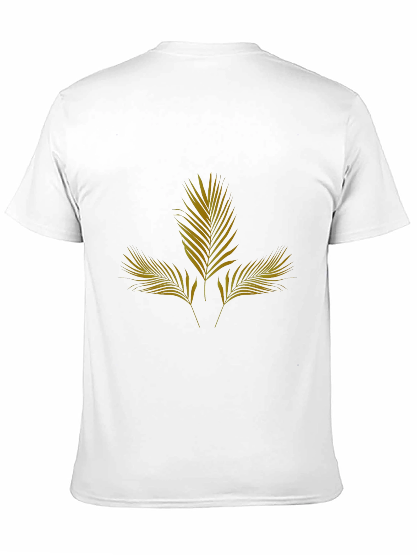 Mens Black T-Shirt with Gold Palm Leaf Design