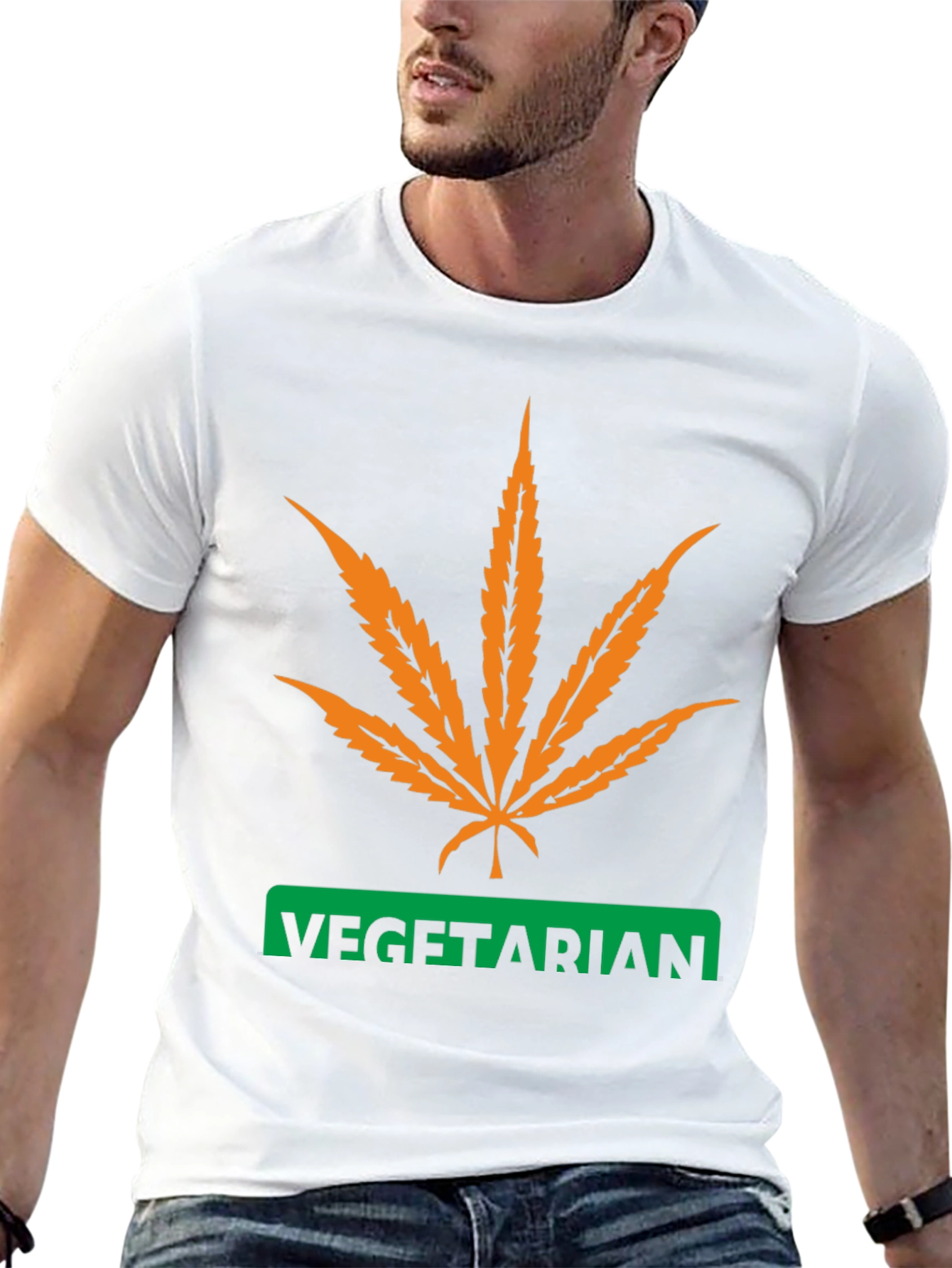 Vegetarian Graphic T-Shirt - Cannabis Leaf Design