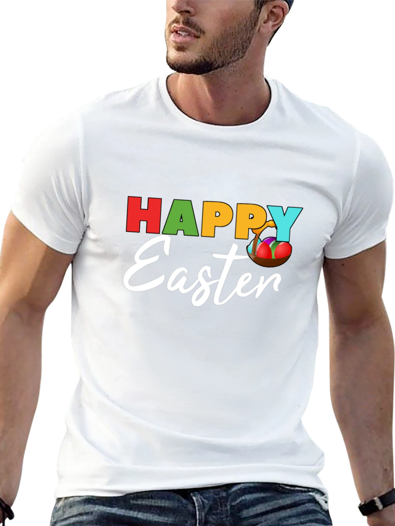 Happy Easter Graphic T-Shirt - Black