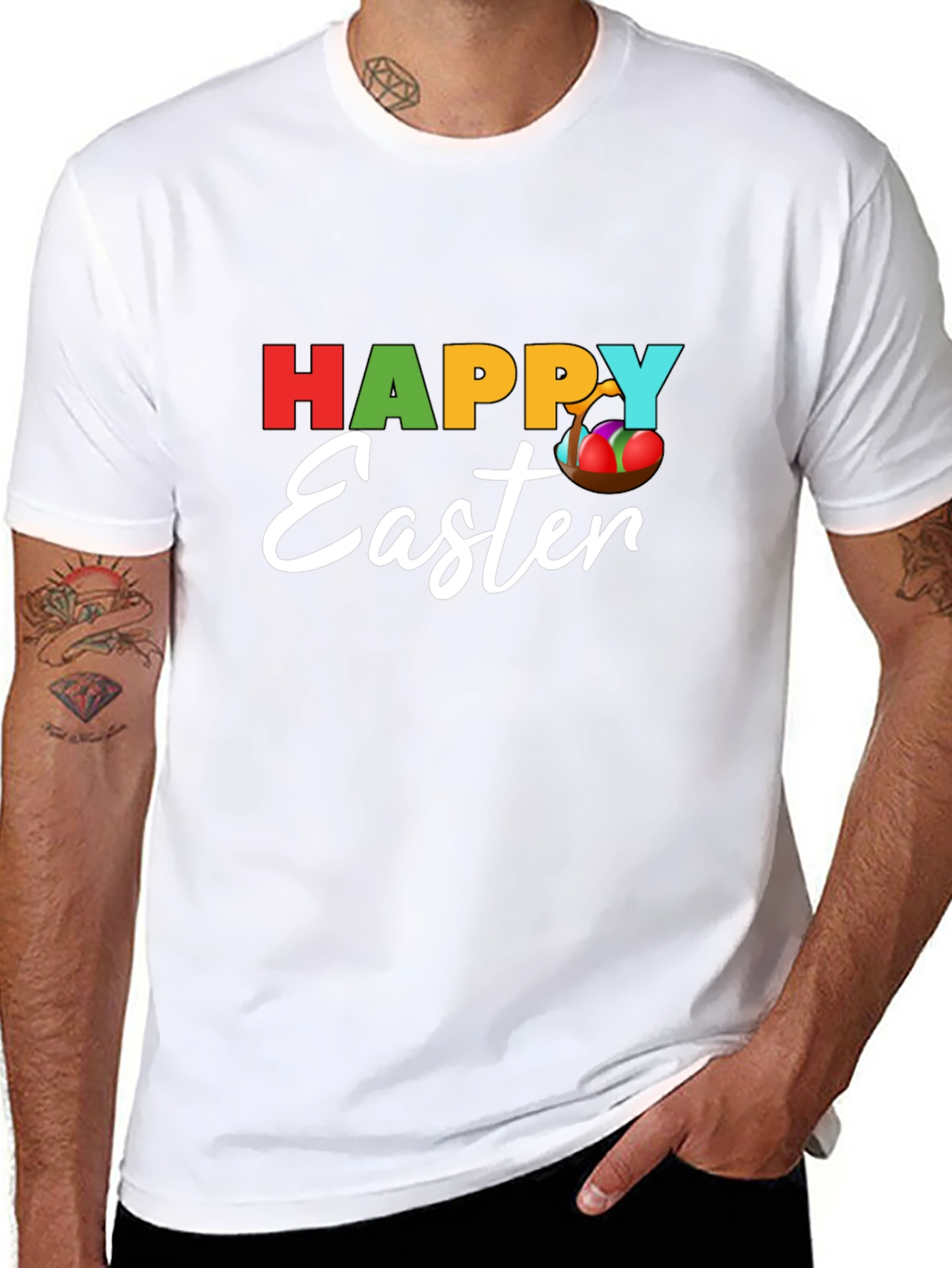 Happy Easter Graphic T-Shirt - Black
