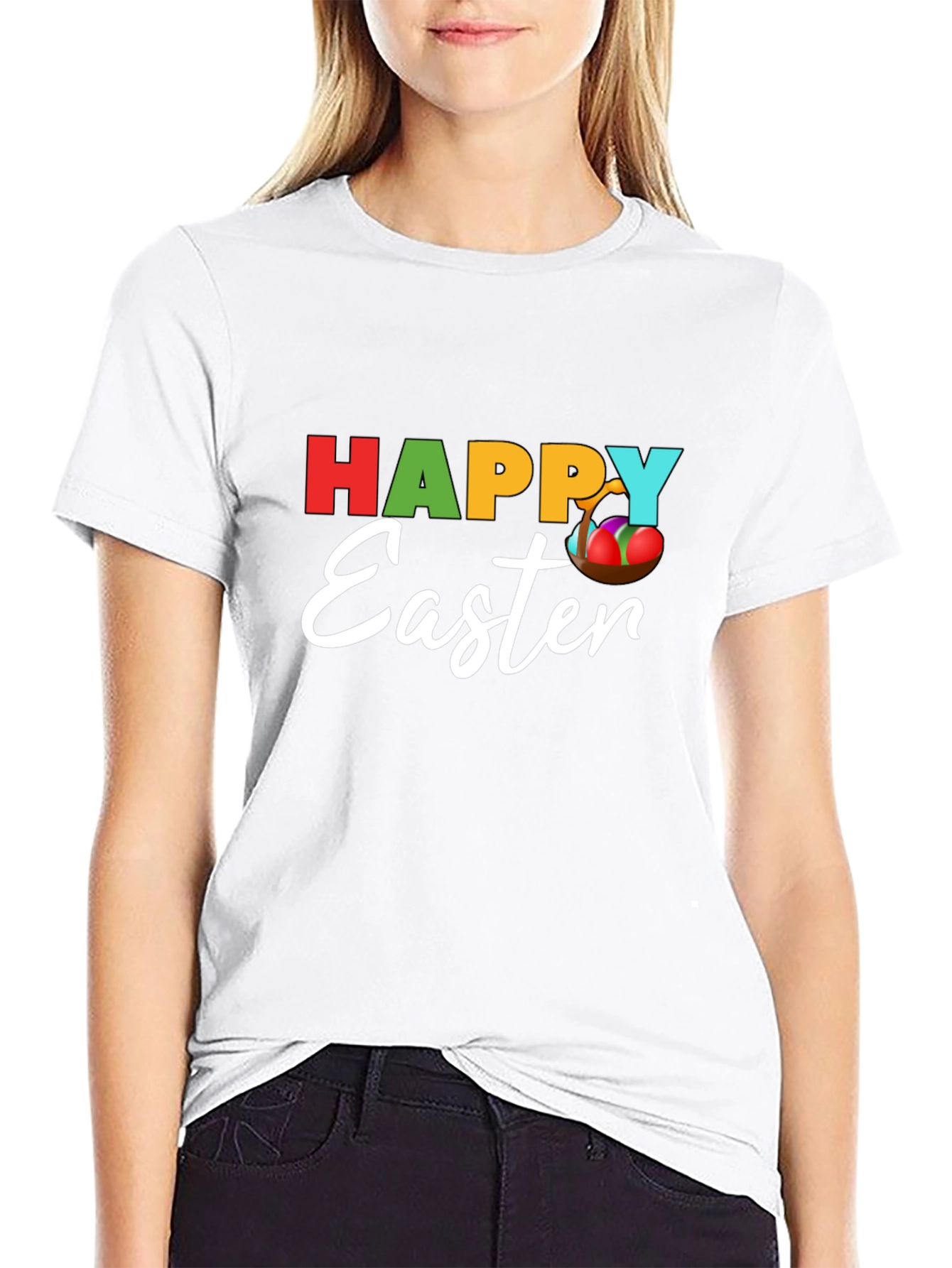 Happy Easter Graphic T-Shirt - Black