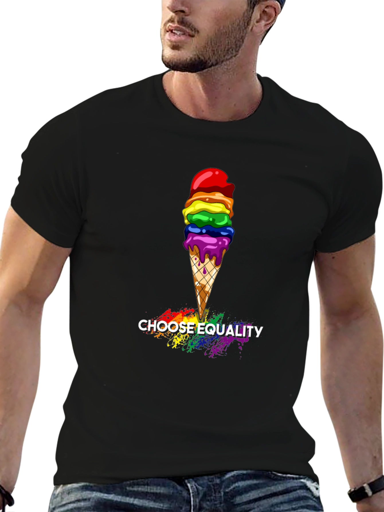 Equality Rainbow Ice Cream Graphic Tee