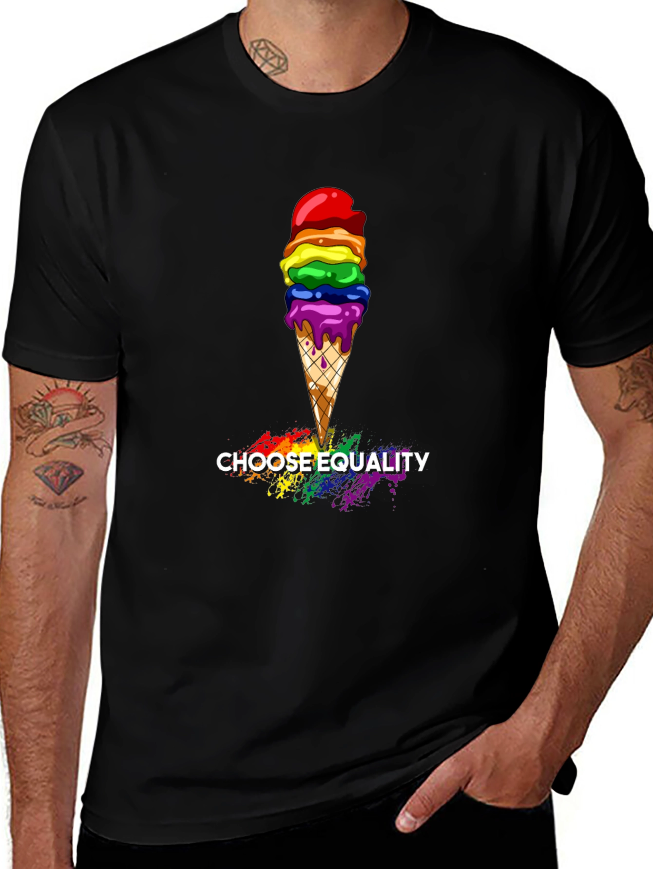 Equality Rainbow Ice Cream Graphic Tee