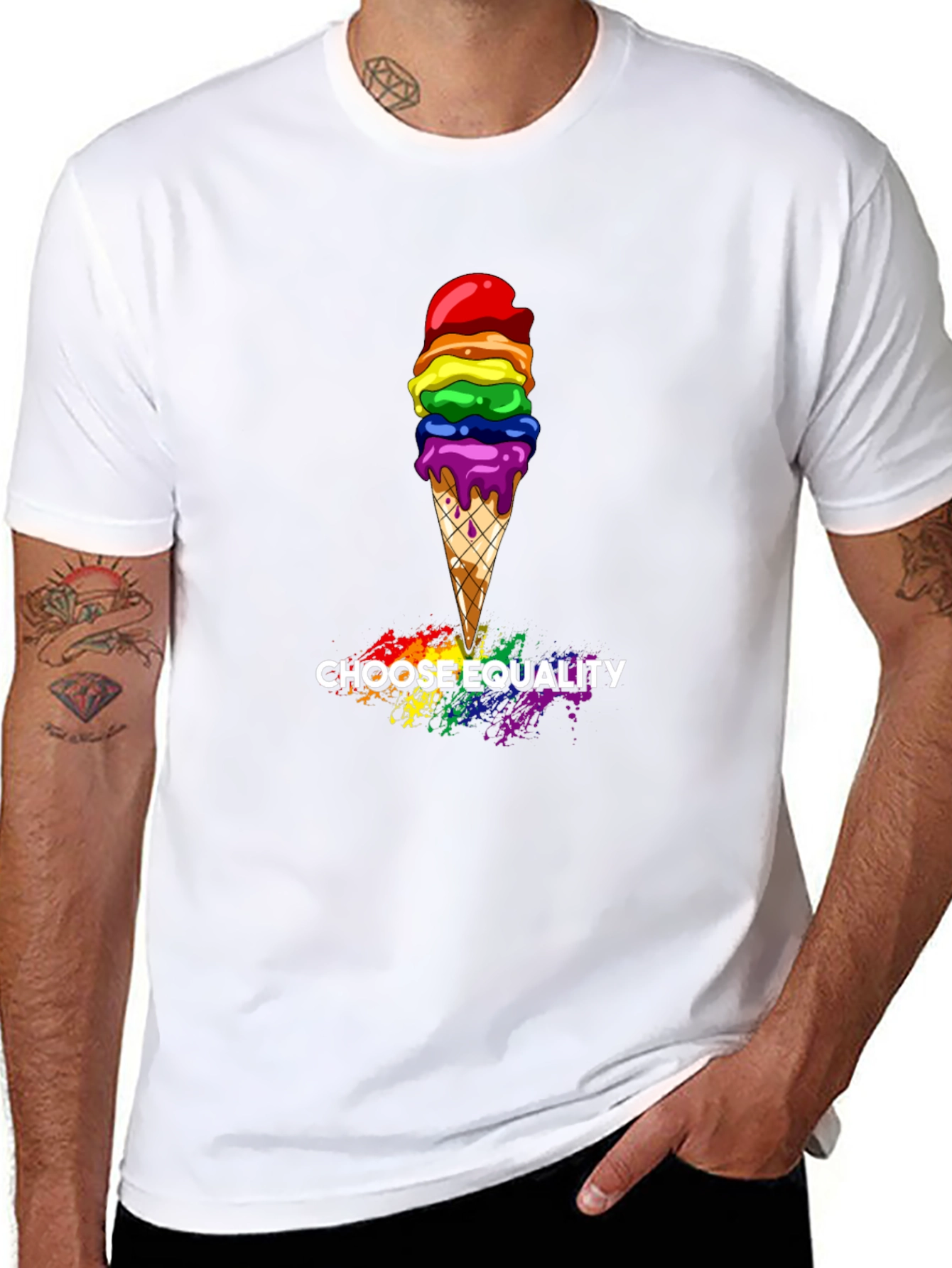 Equality Rainbow Ice Cream Graphic Tee