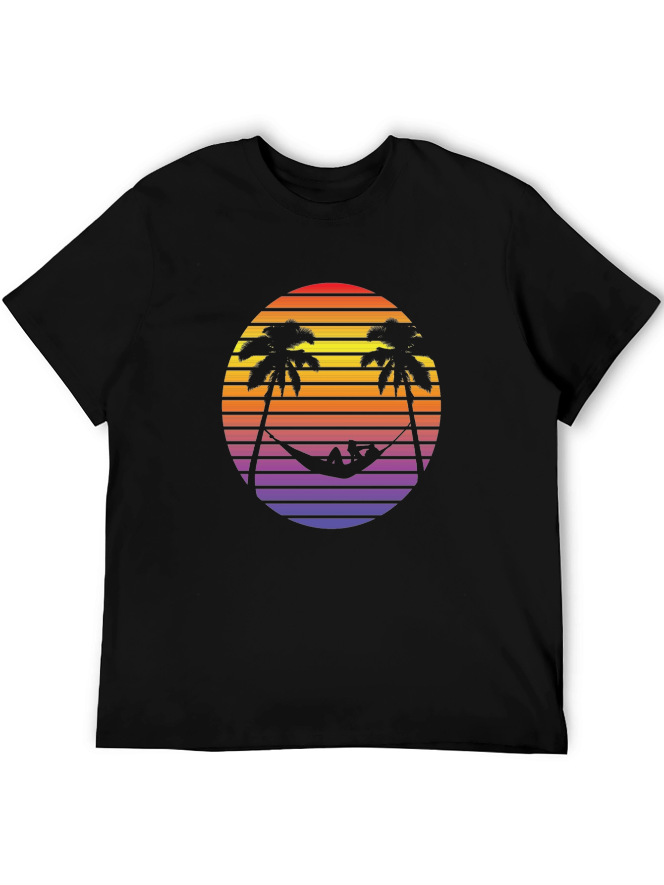 Retro Sunset Palm Tree Hammock Graphic Tee