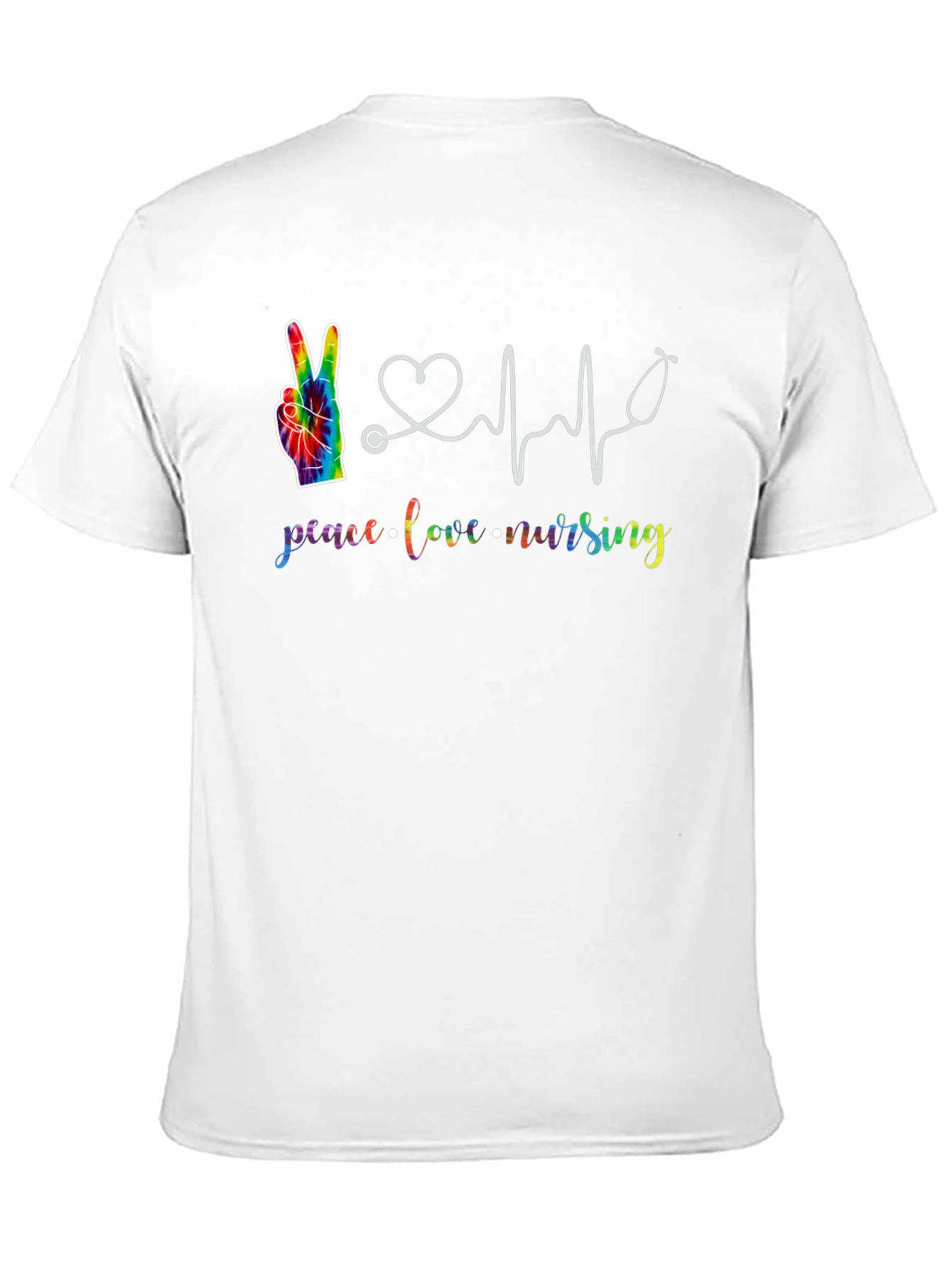 Peace Love Nursing T-Shirt Rainbow Tie-Dye Black