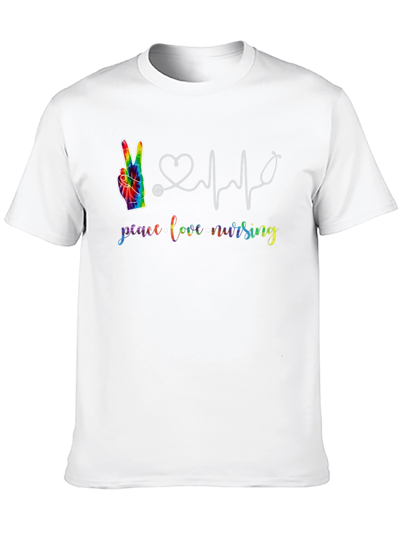 Peace Love Nursing T-Shirt Rainbow Tie-Dye Black