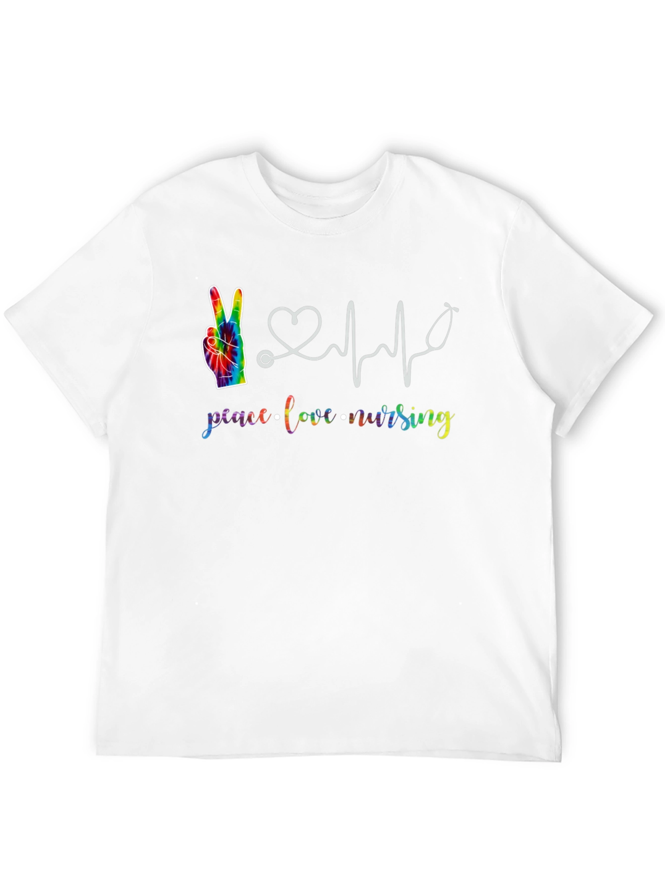 Peace Love Nursing T-Shirt Rainbow Tie-Dye Black