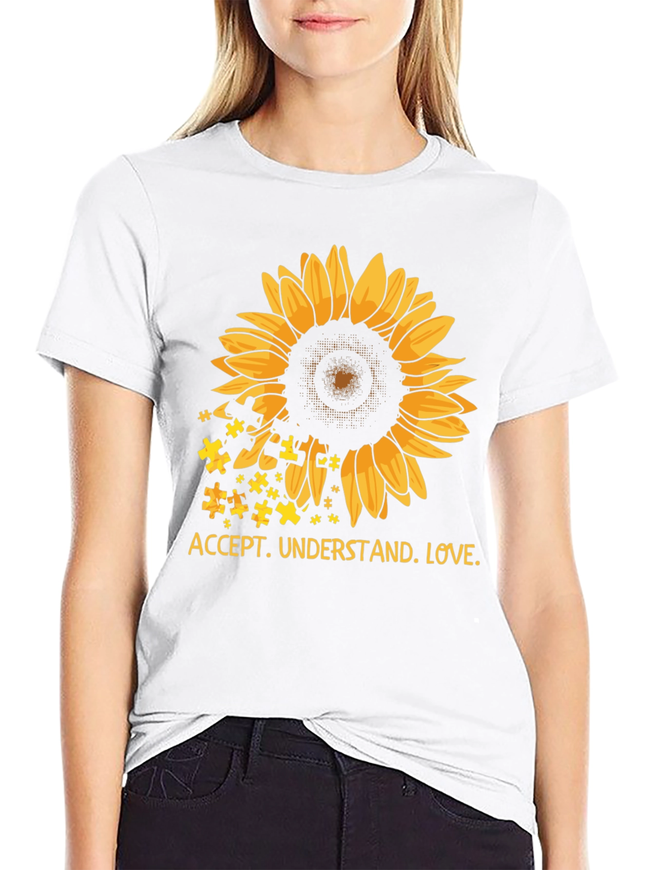 Autism Awareness Sunflower T-Shirt: Accept Understand Love