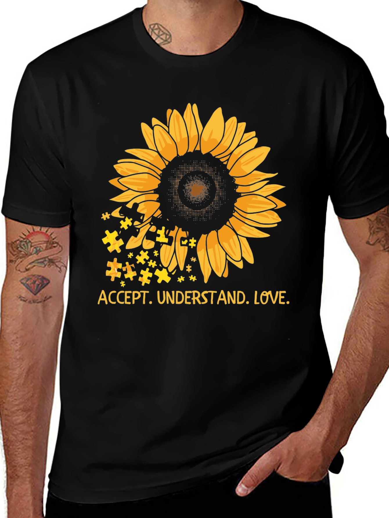 Autism Awareness Sunflower T-Shirt: Accept Understand Love