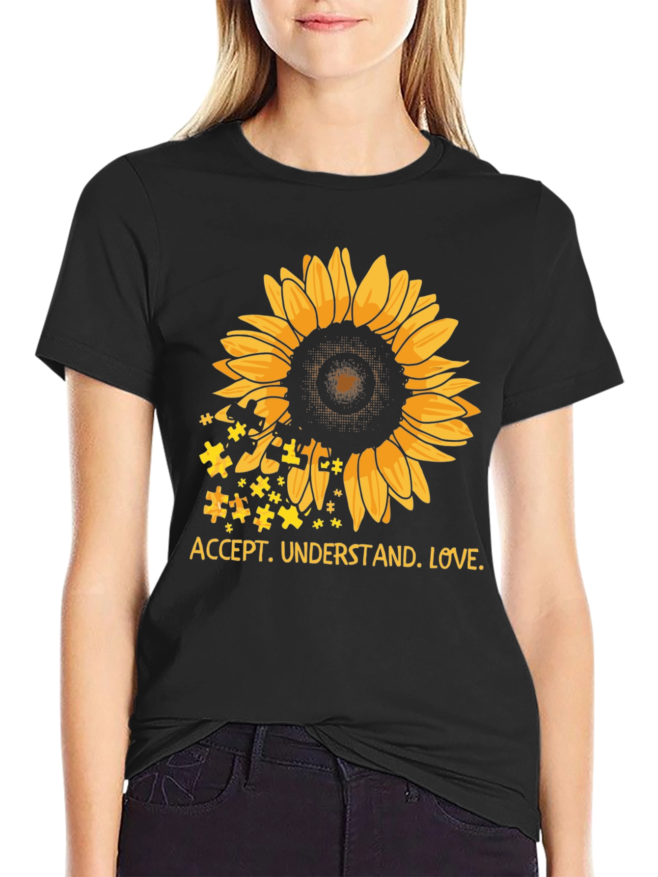 Autism Awareness Sunflower T-Shirt: Accept Understand Love