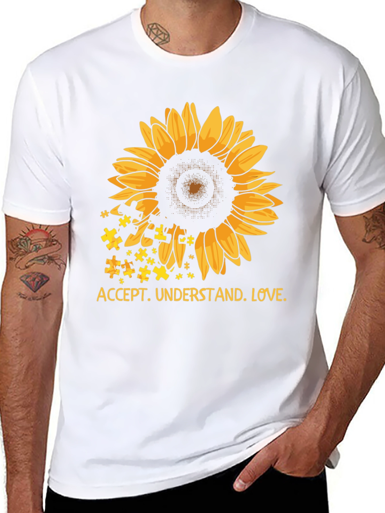 Autism Awareness Sunflower T-Shirt: Accept Understand Love