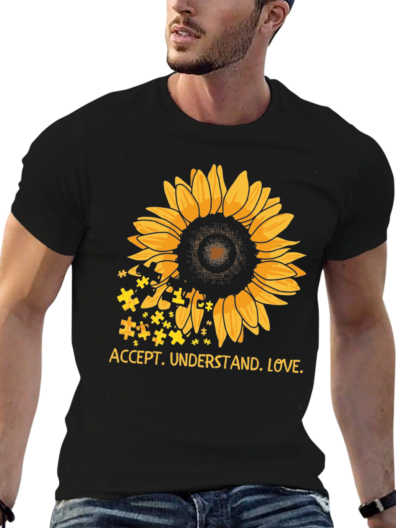 Autism Awareness Sunflower T-Shirt: Accept Understand Love