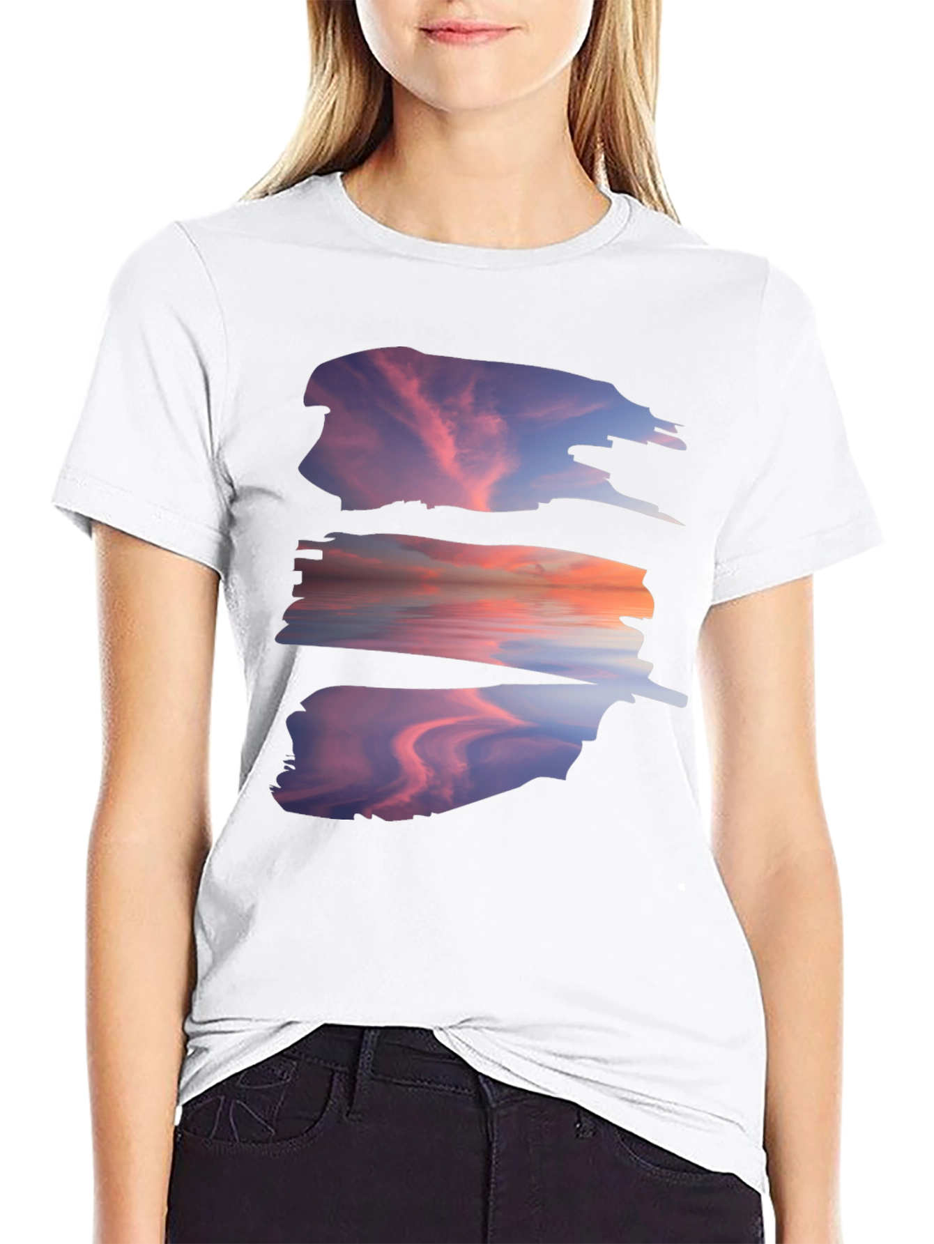 Sunset Reflection Graphic Tee - Black Cotton Blend