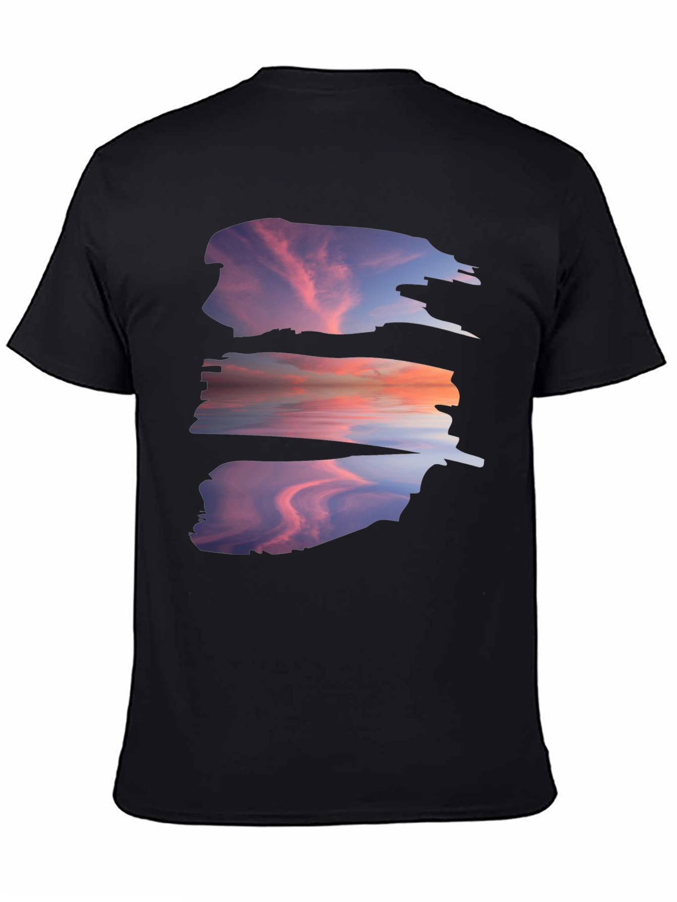 Sunset Reflection Graphic Tee - Black Cotton Blend