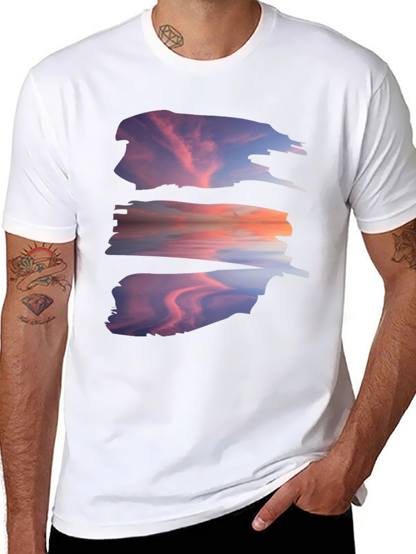 Sunset Reflection Graphic Tee - Black Cotton Blend