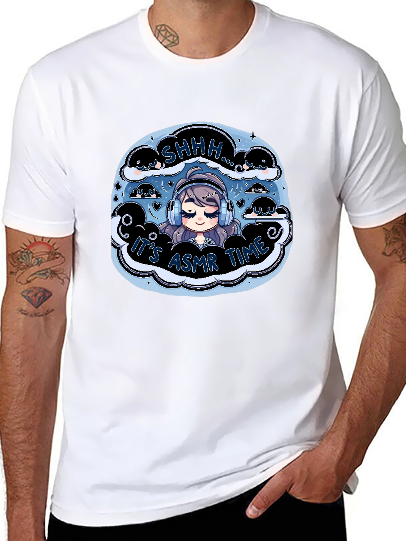Its ASMR Time Black T-Shirt - Cute Anime Design