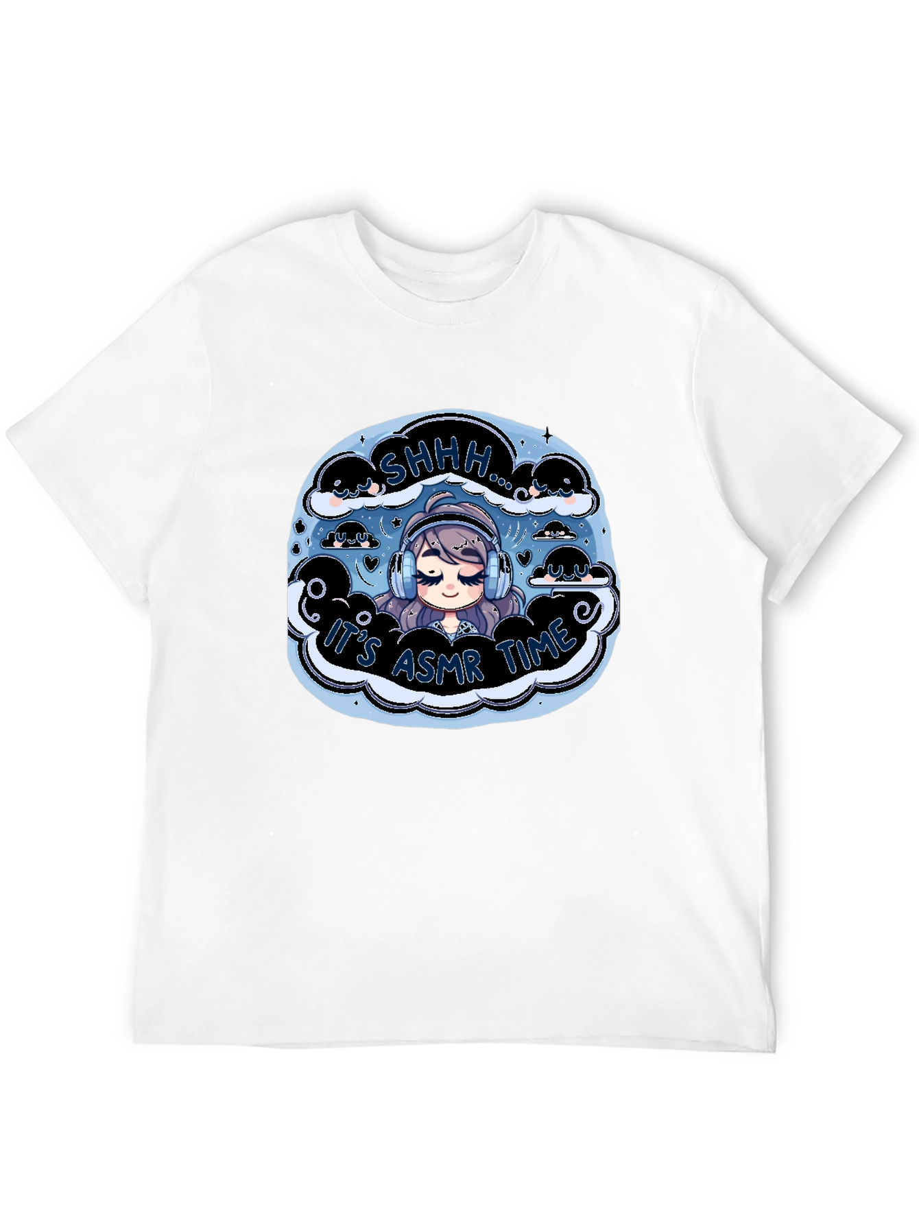 Its ASMR Time Black T-Shirt - Cute Anime Design
