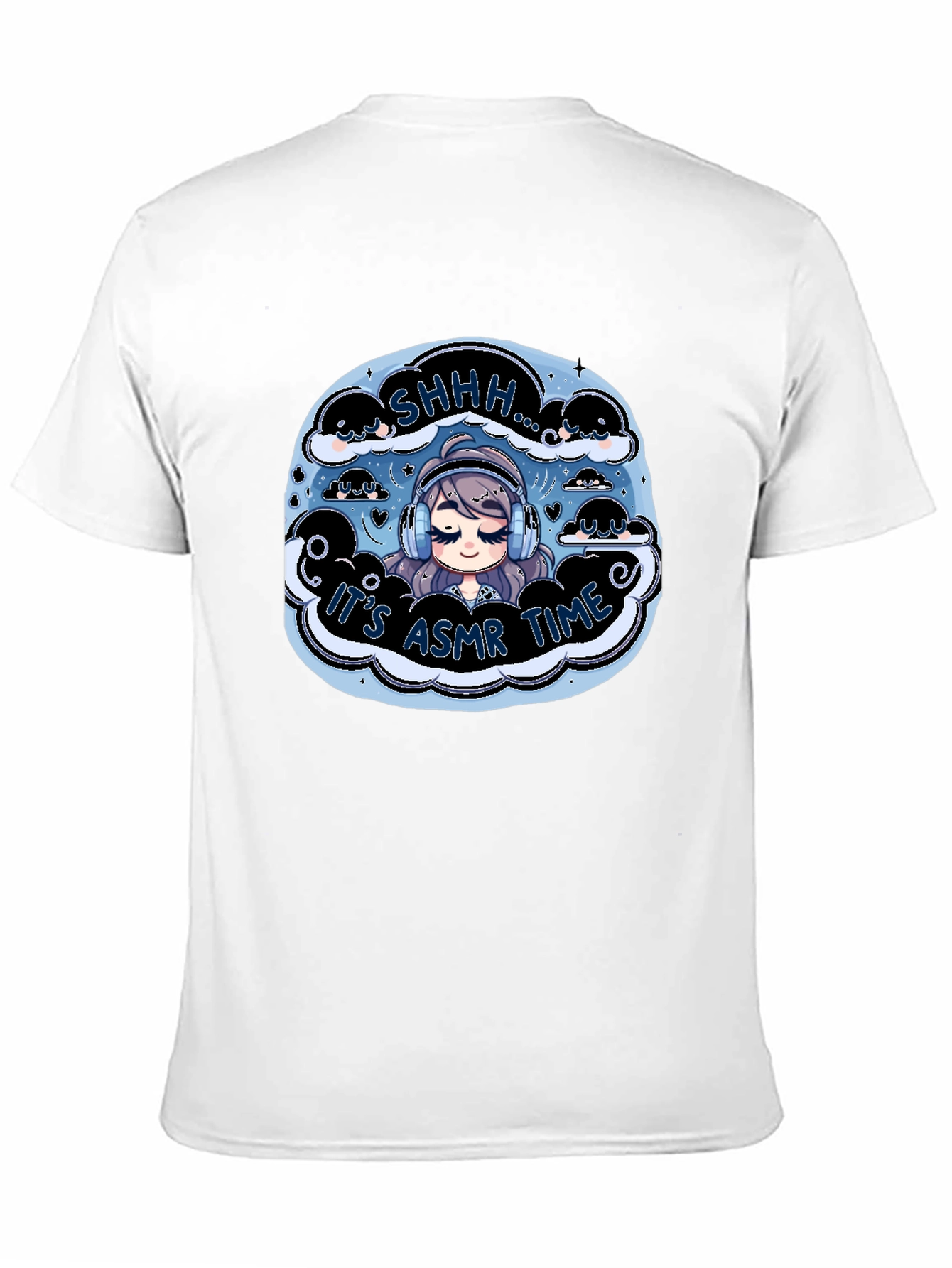 Its ASMR Time Black T-Shirt - Cute Anime Design