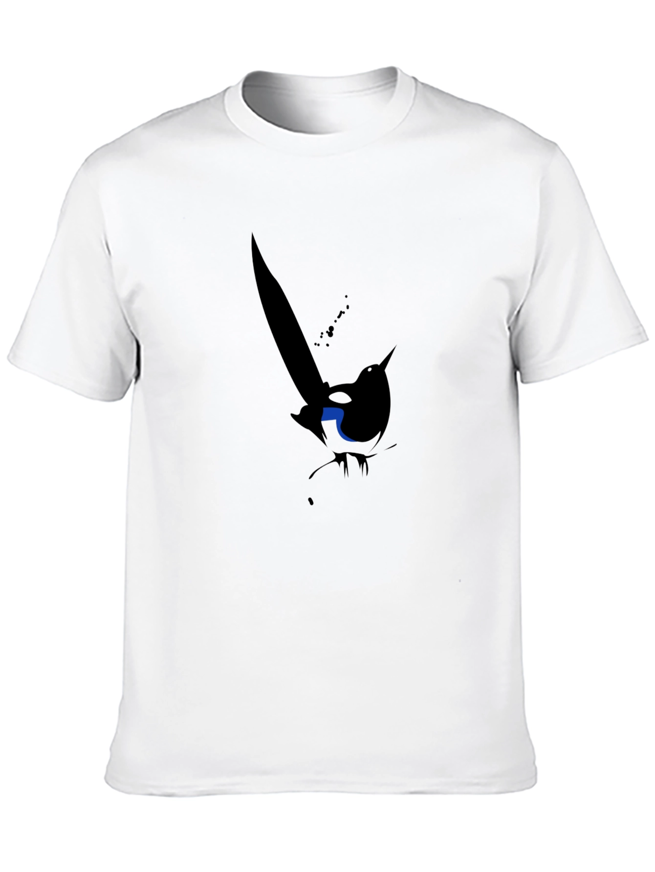 Abstract Magpie Graphic Tee - Black Cotton Blend