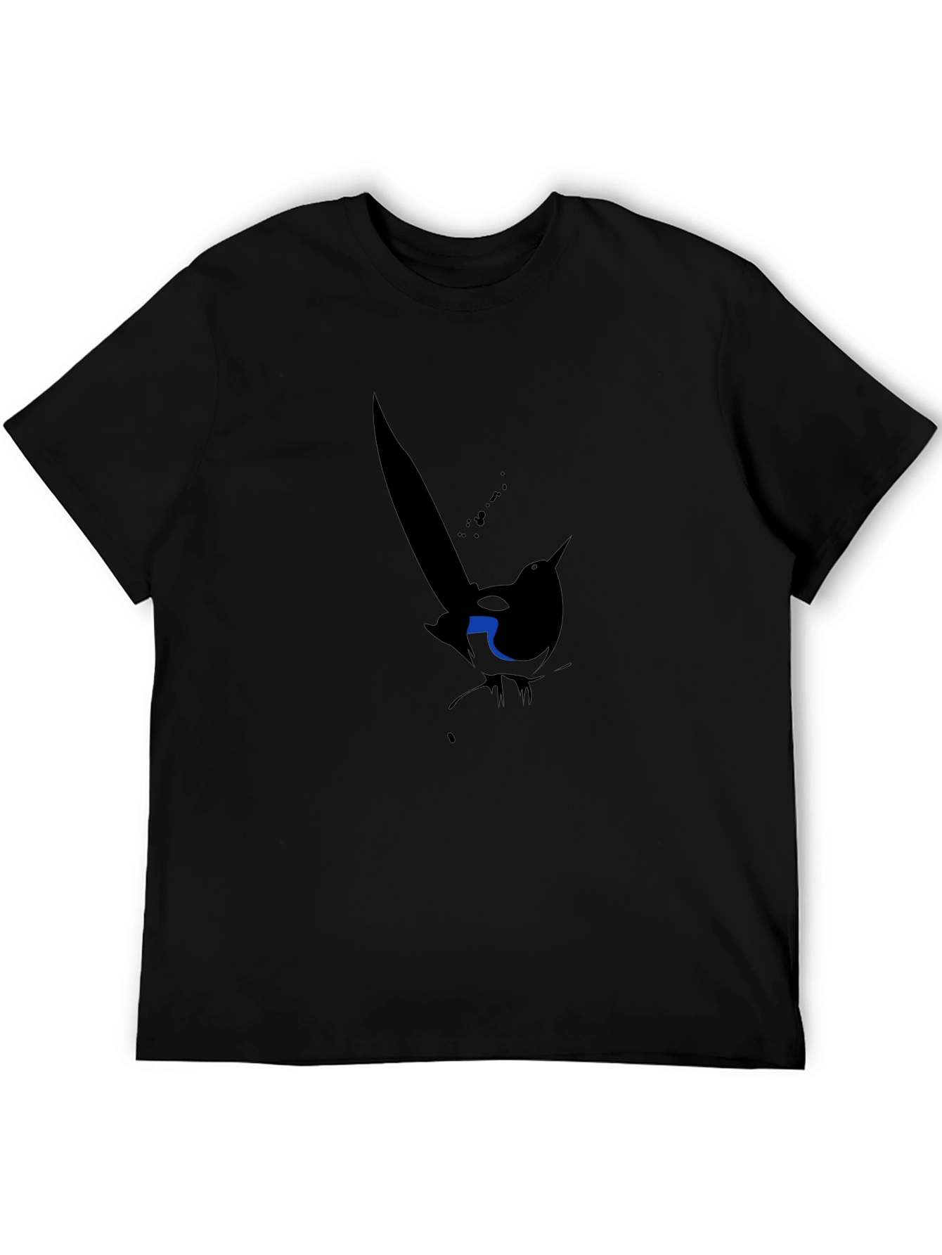 Abstract Magpie Graphic Tee - Black Cotton Blend