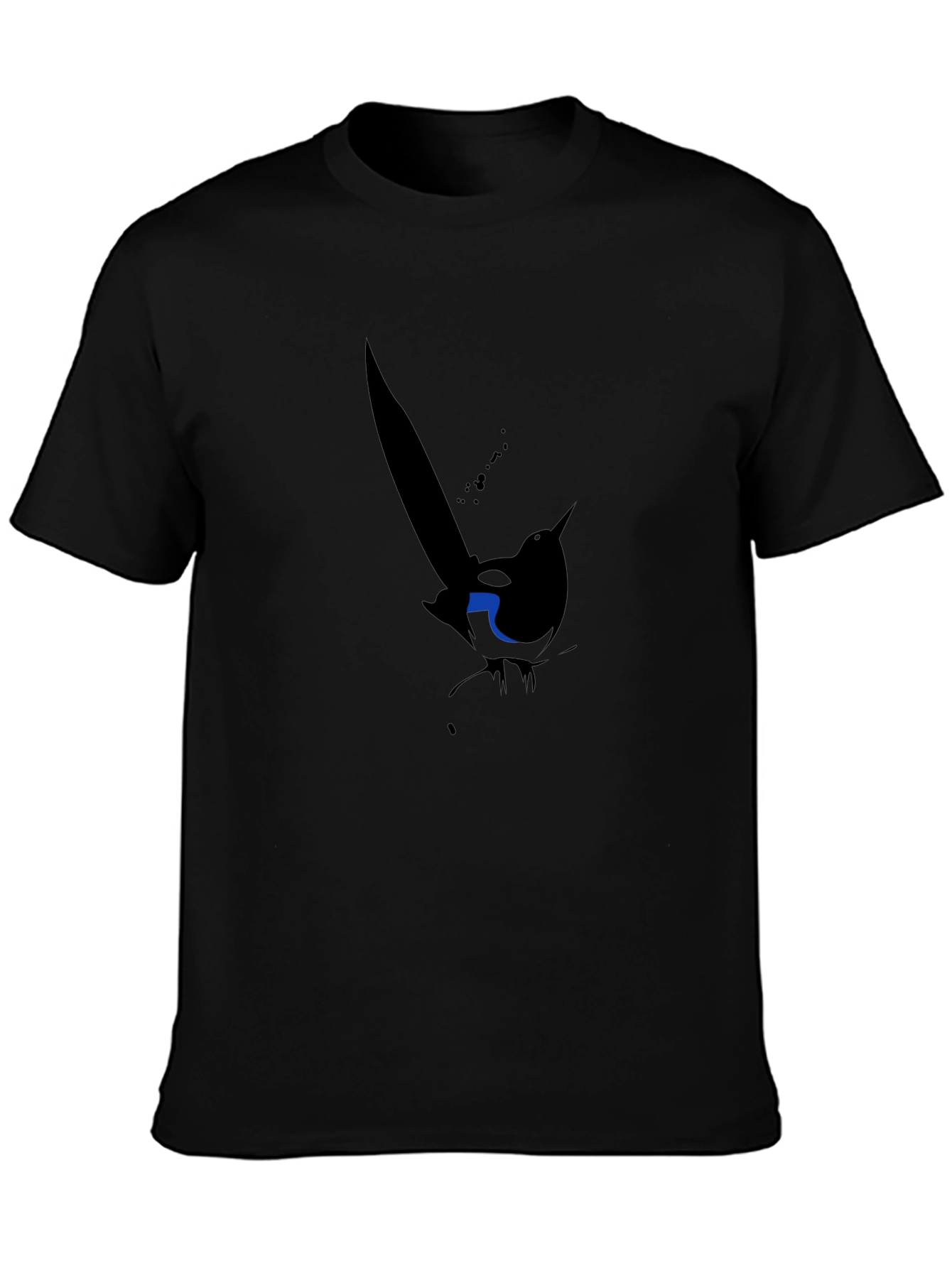 Abstract Magpie Graphic Tee - Black Cotton Blend