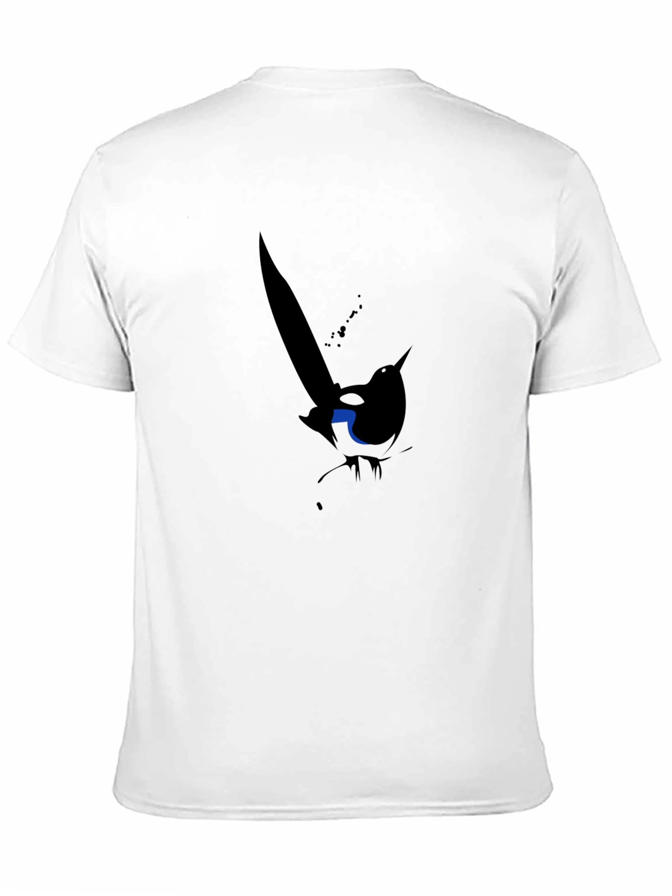 Abstract Magpie Graphic Tee - Black Cotton Blend