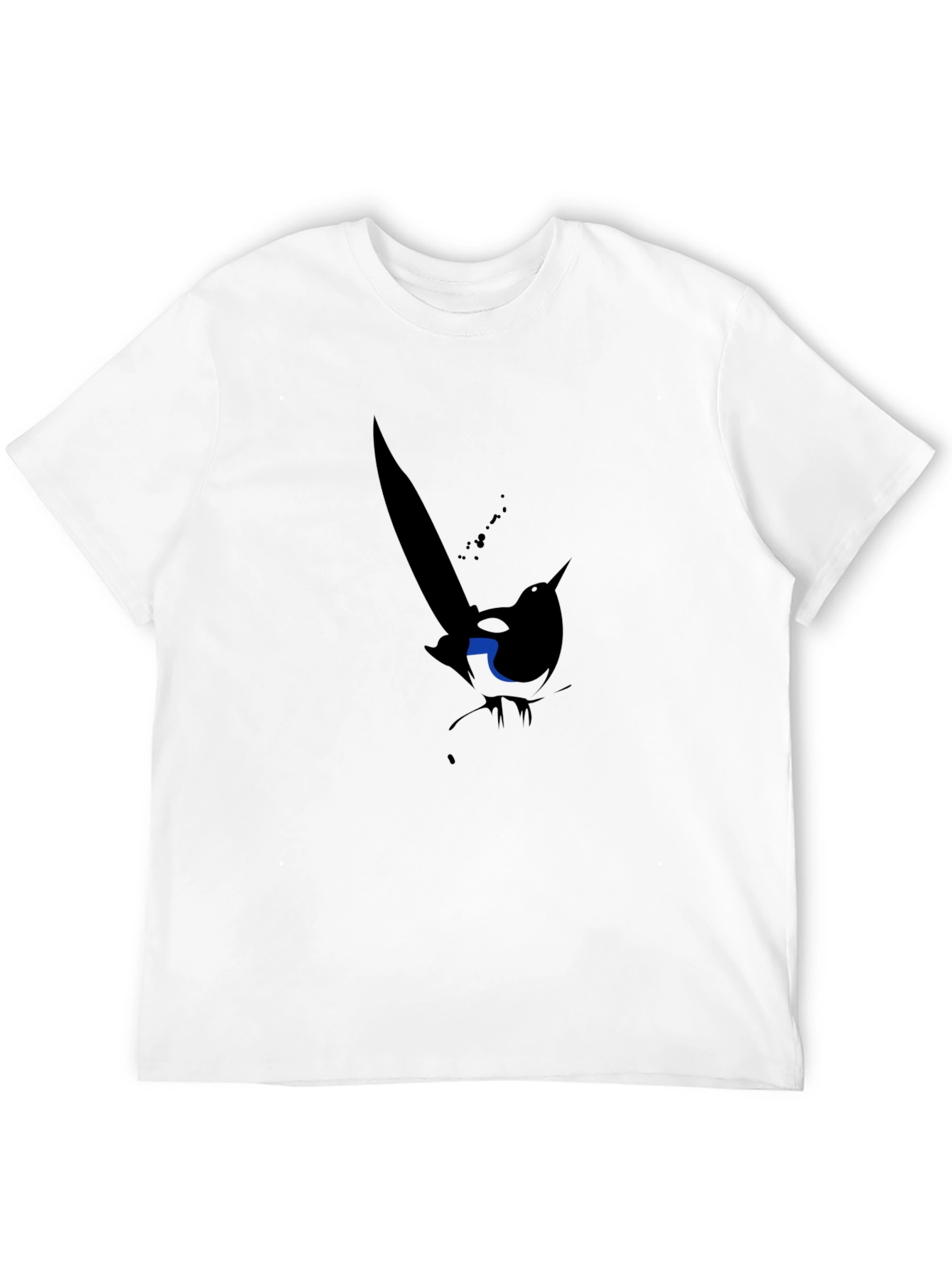 Abstract Magpie Graphic Tee - Black Cotton Blend