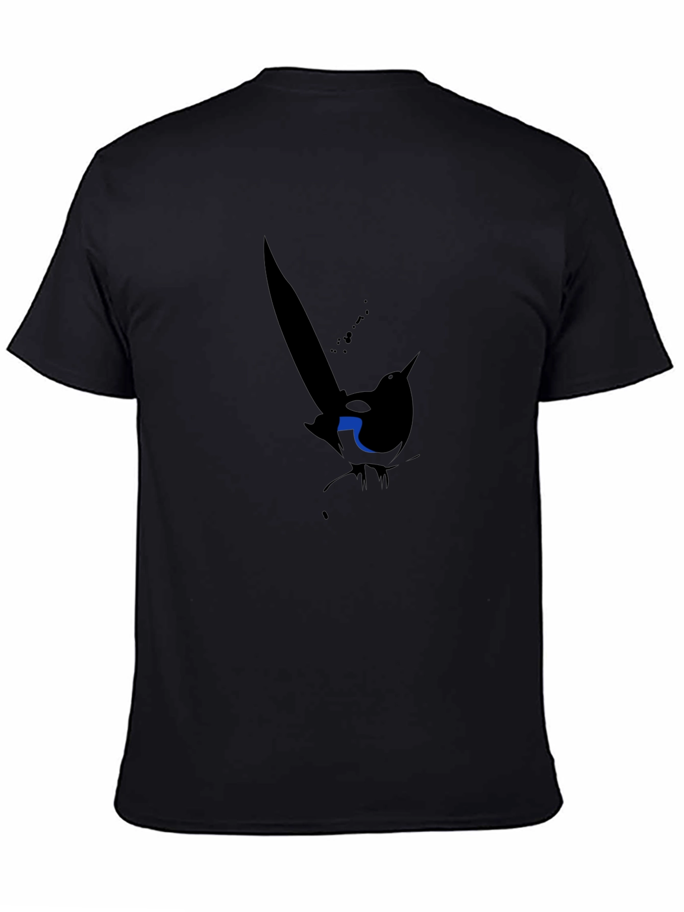 Abstract Magpie Graphic Tee - Black Cotton Blend