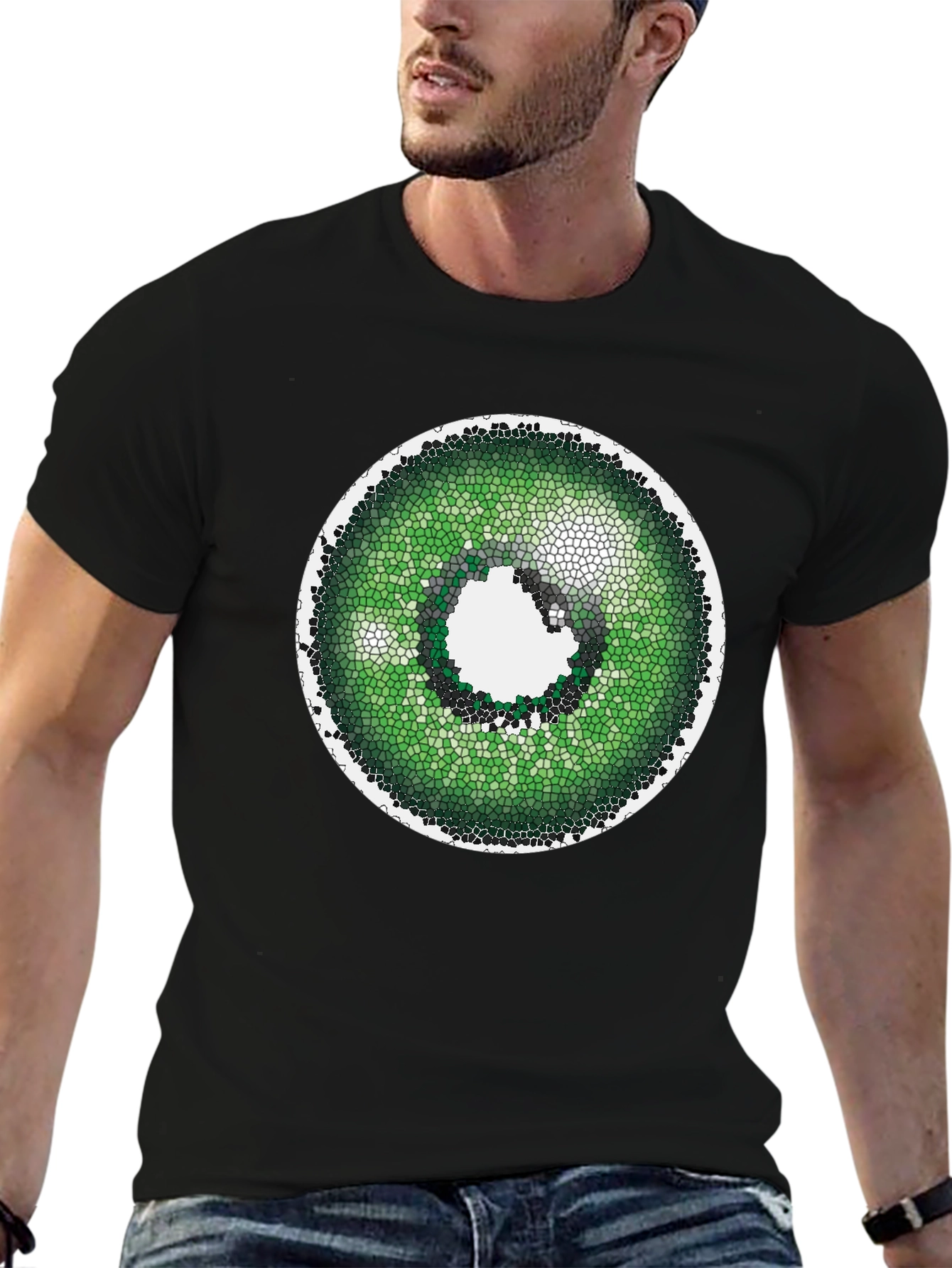Green Eye T-Shirt - Unique Mosaic Design