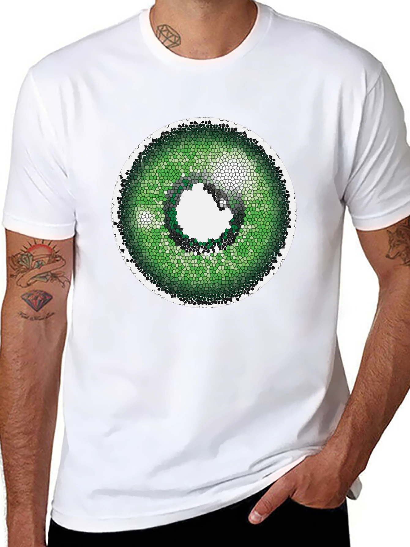 Green Eye T-Shirt - Unique Mosaic Design