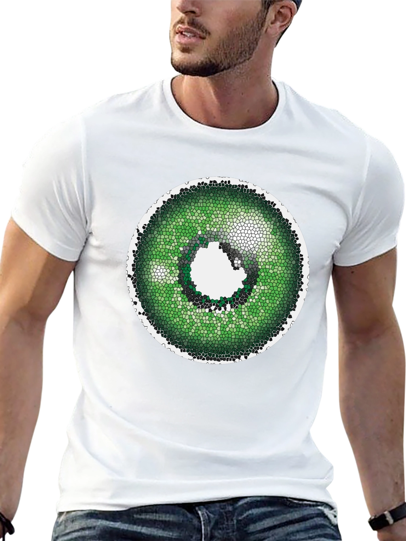 Green Eye T-Shirt - Unique Mosaic Design