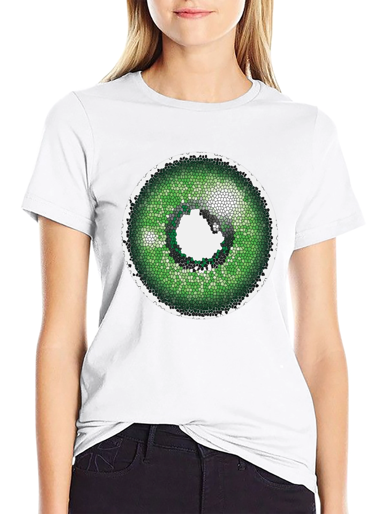 Green Eye T-Shirt - Unique Mosaic Design