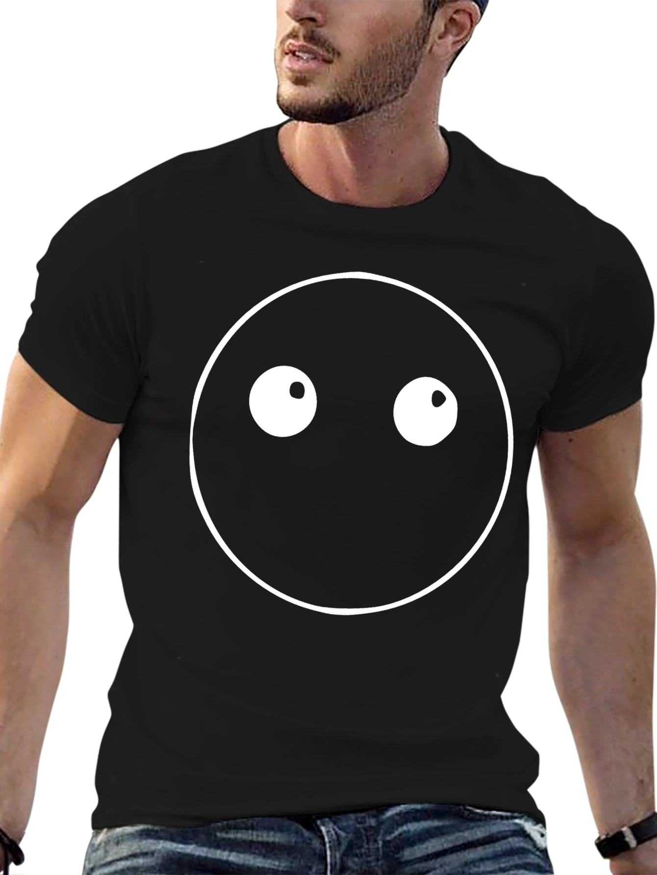 Funny Googly Eyes Graphic Black T-Shirt