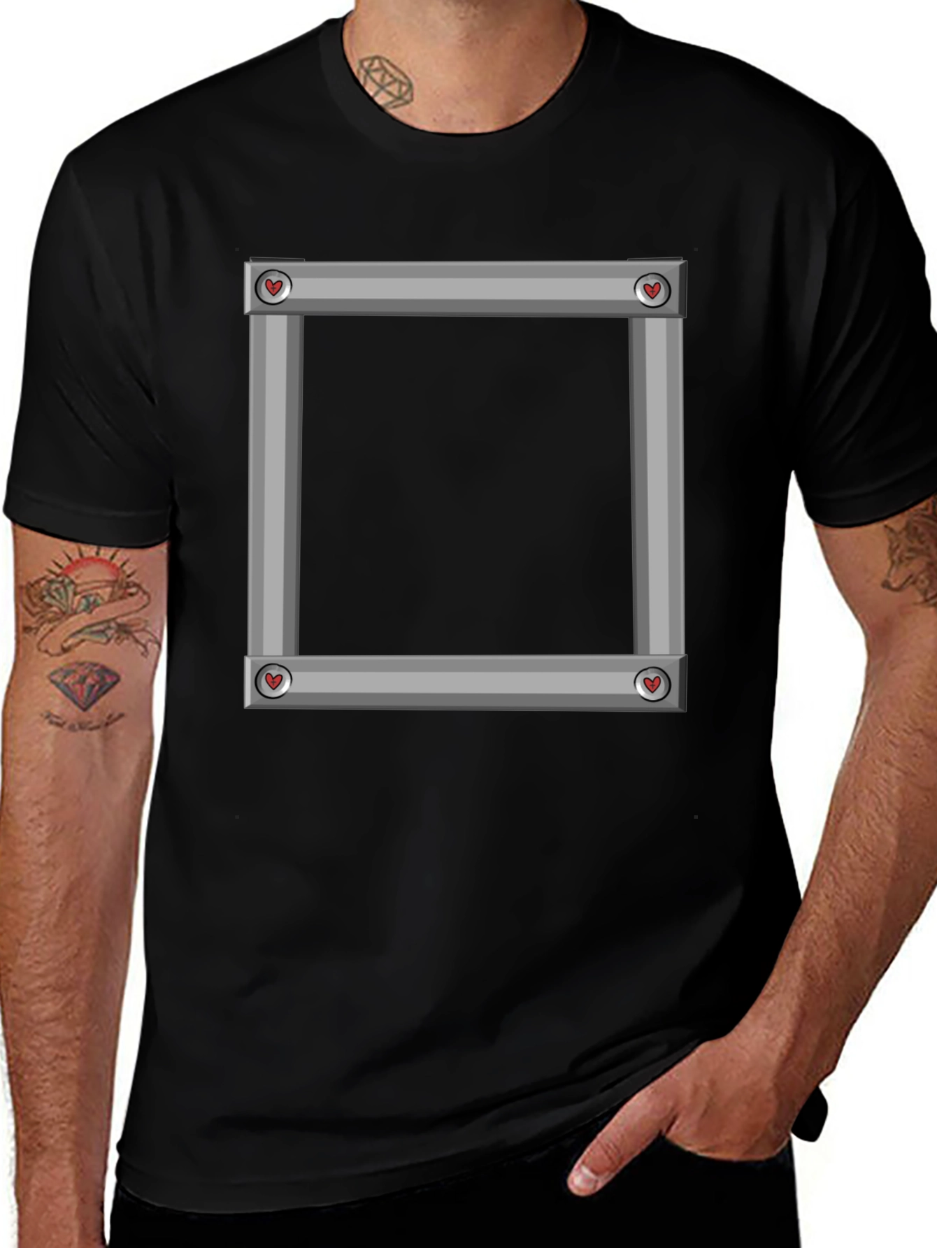 Square Frame Graphic Black T-Shirt