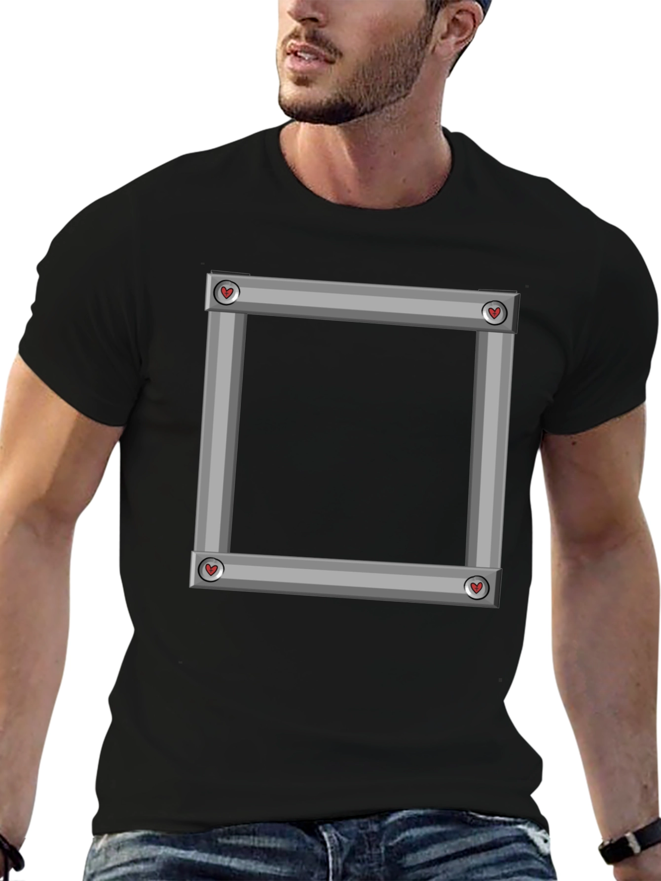 Square Frame Graphic Black T-Shirt