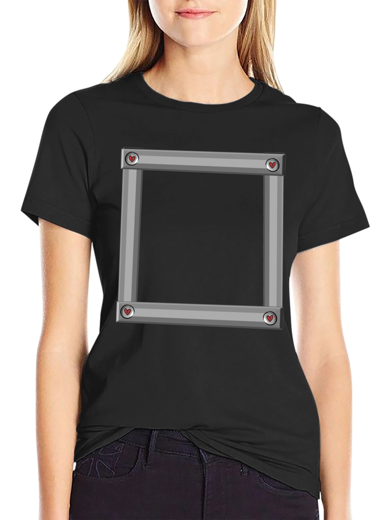 Square Frame Graphic Black T-Shirt