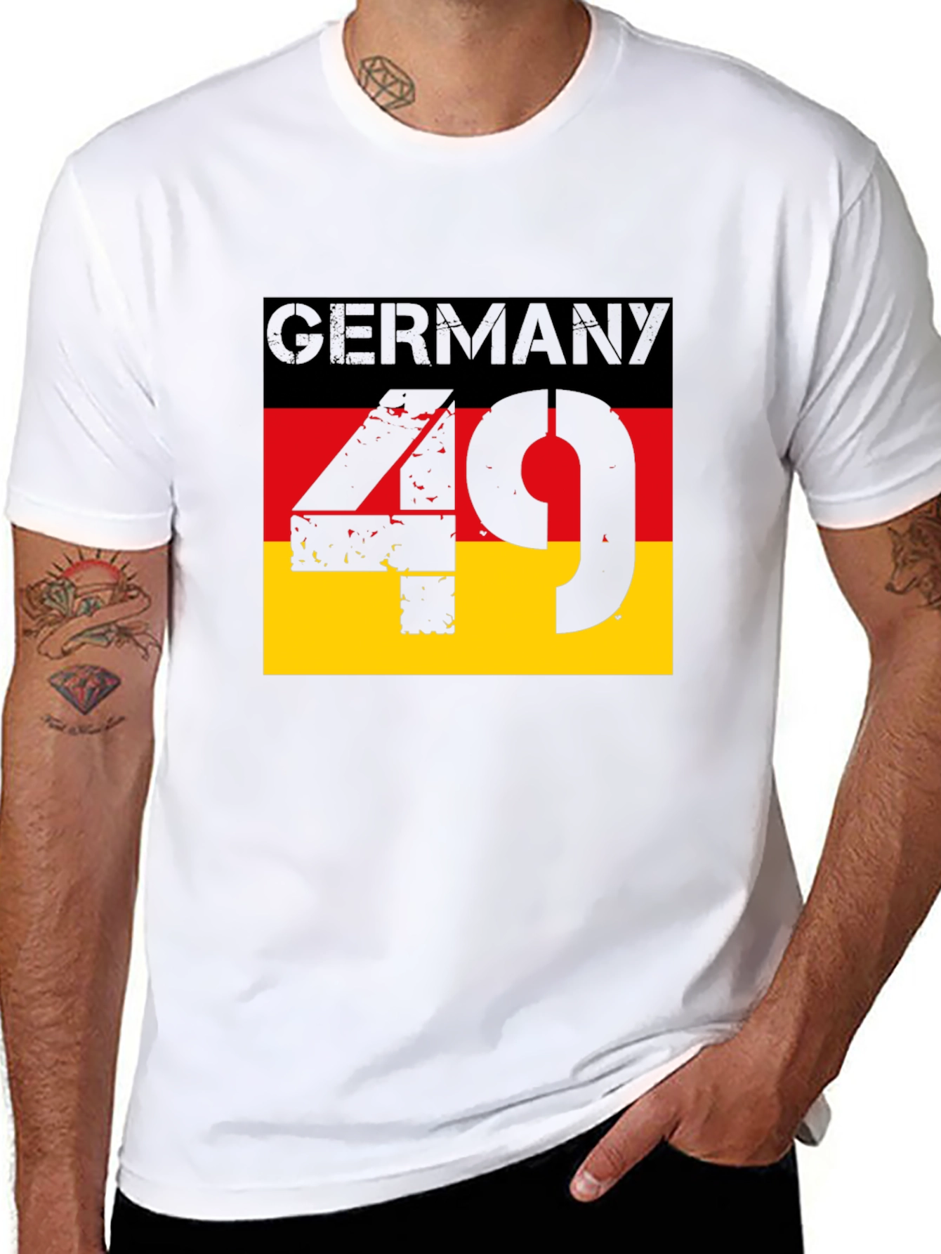 Germany Flag 49 T-Shirt - Black Graphic Tee