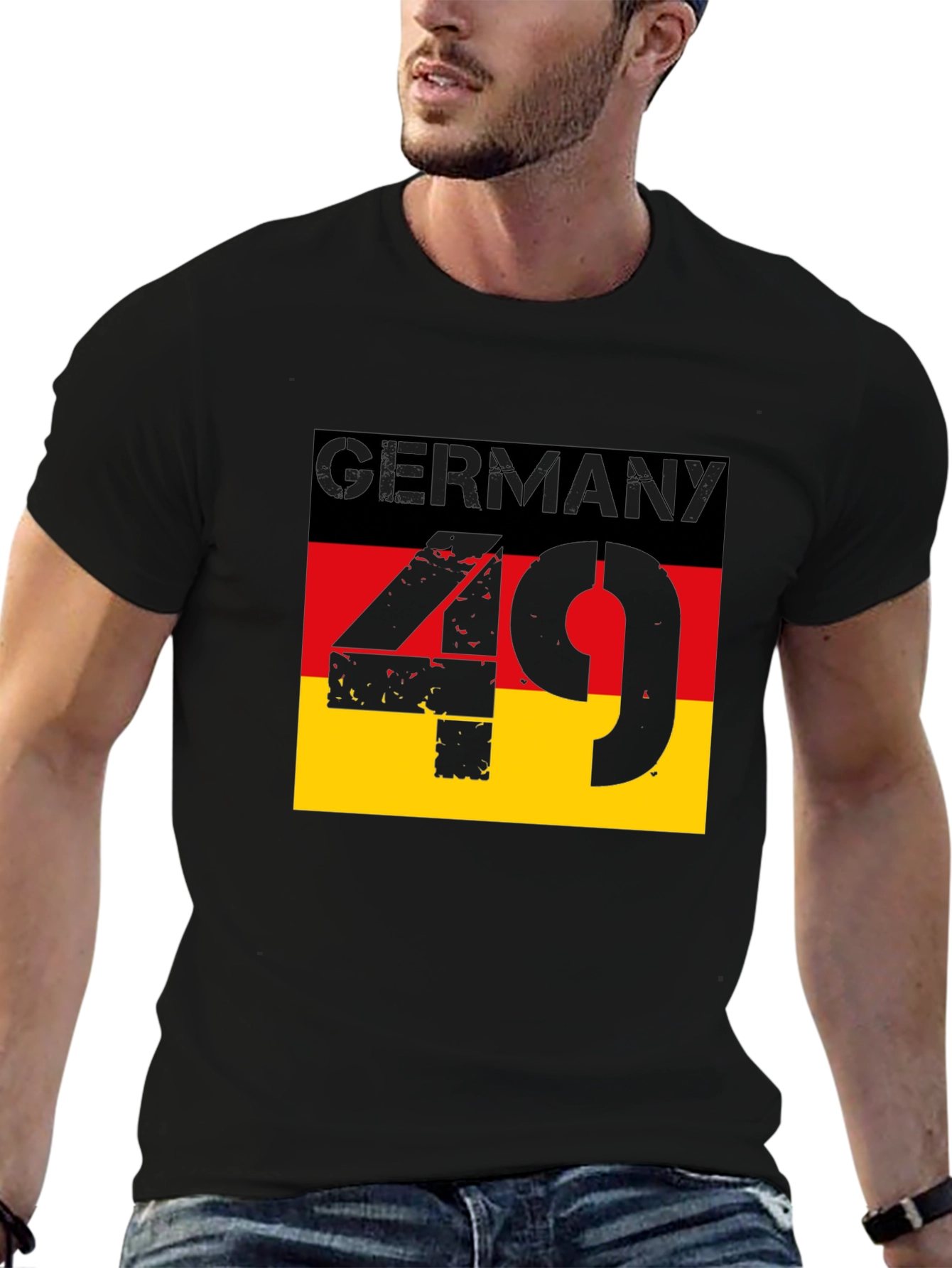 Germany Flag 49 T-Shirt - Black Graphic Tee