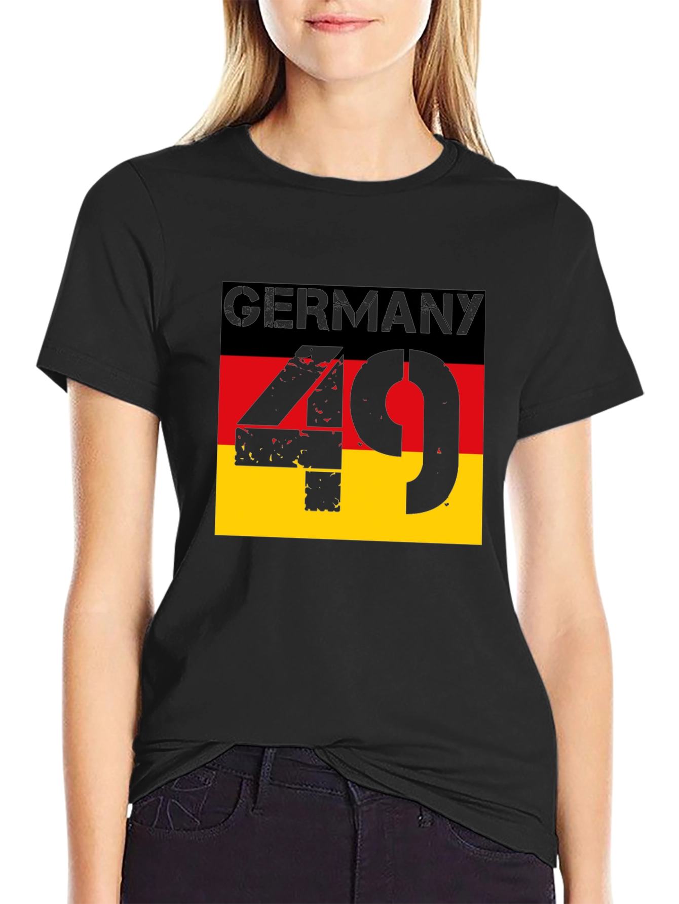 Germany Flag 49 T-Shirt - Black Graphic Tee