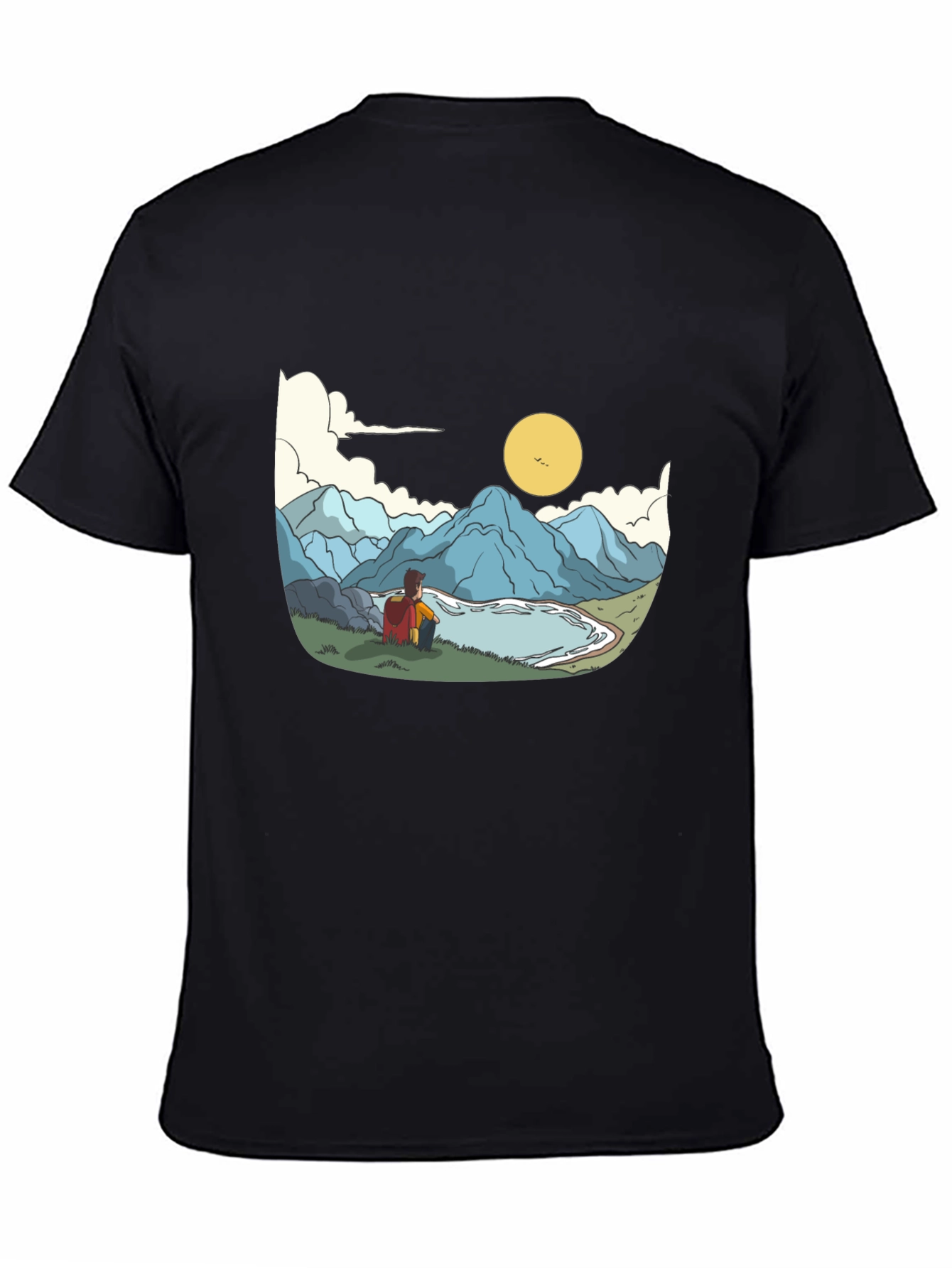 Mountain View Graphic Tee - Black Cotton Casual Shirt