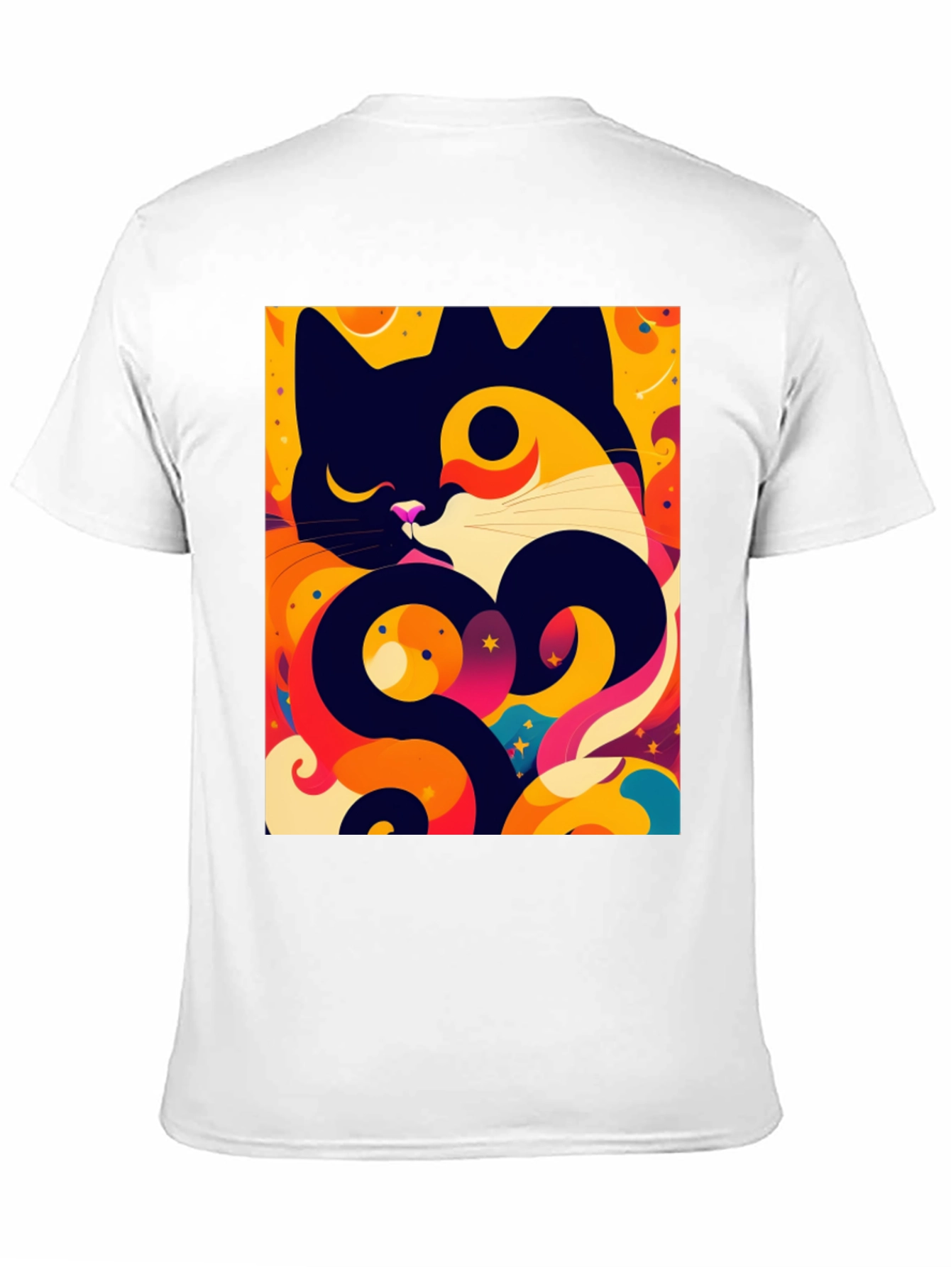 Abstract Cat Graphic Tee - Artistic Style