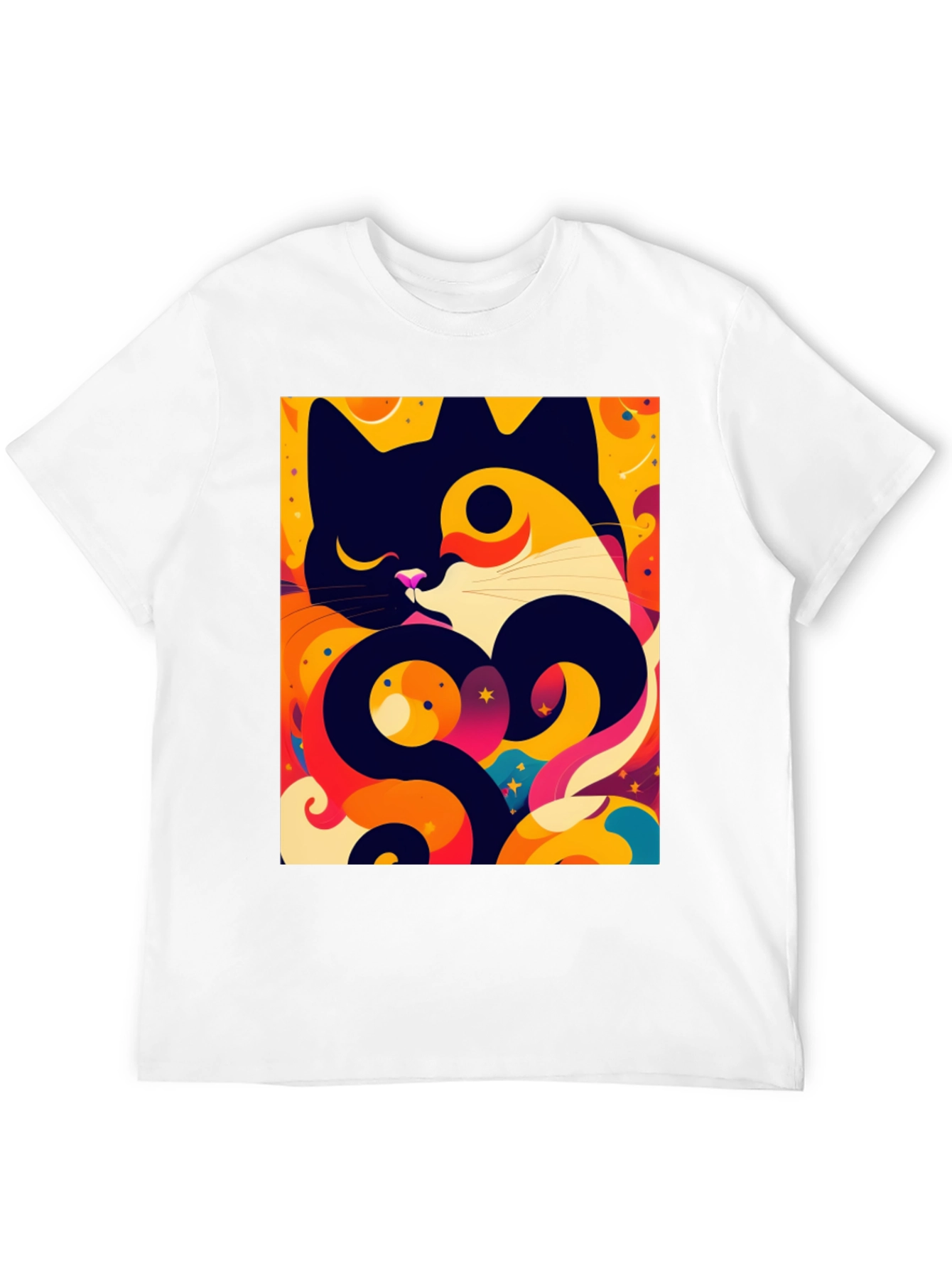 Abstract Cat Graphic Tee - Artistic Style